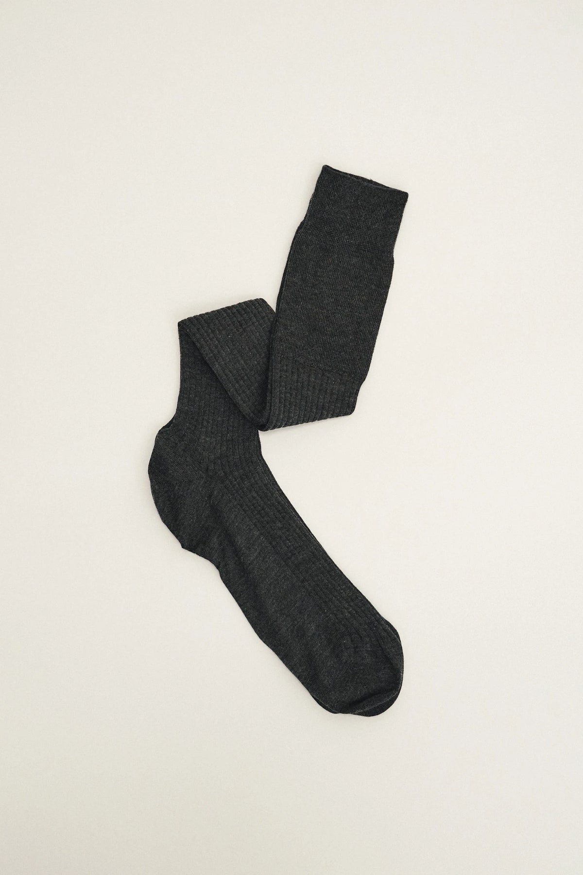 Calza in cashmere e seta a coste