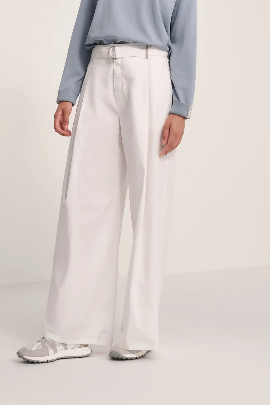 Pantalone wide in interlock di cotone stretch