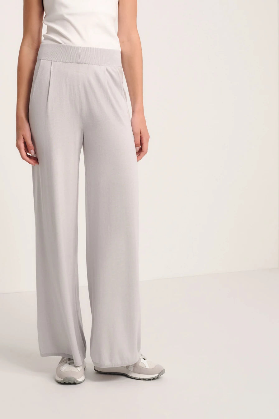 Pantaloni palazzo in maglia di seta cotone