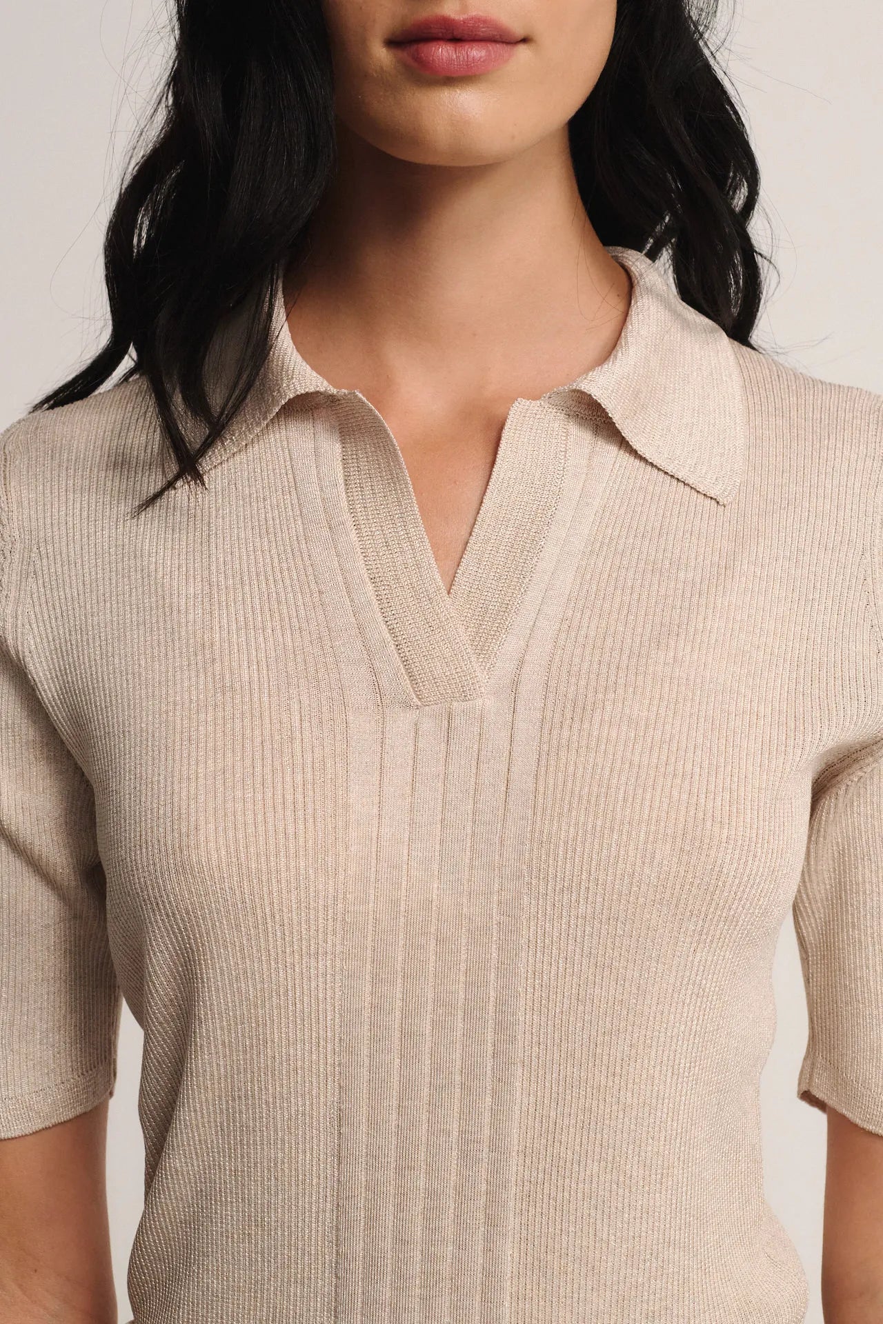 Dégradé ribbed knit polo shirt