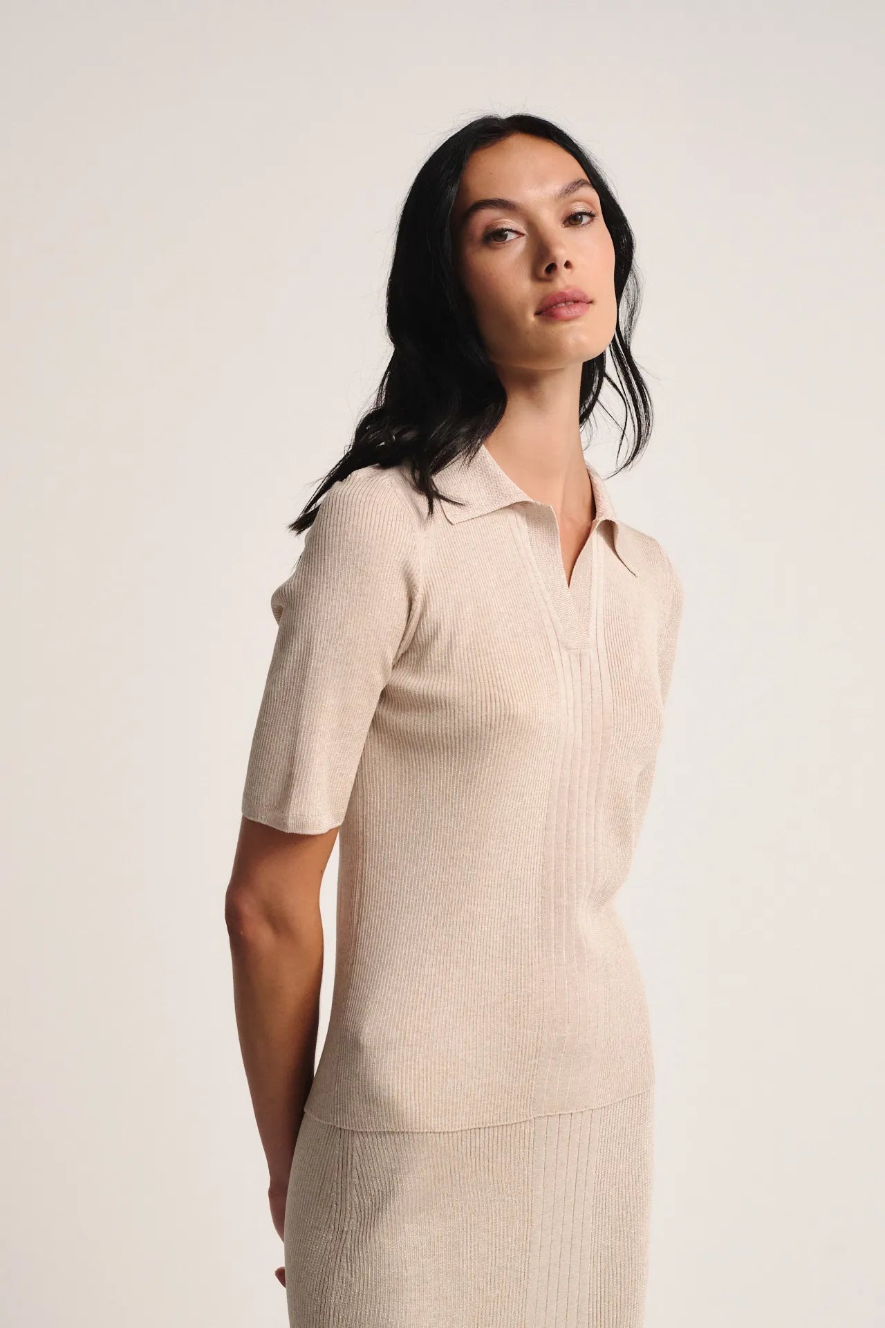 Dégradé ribbed knit polo shirt