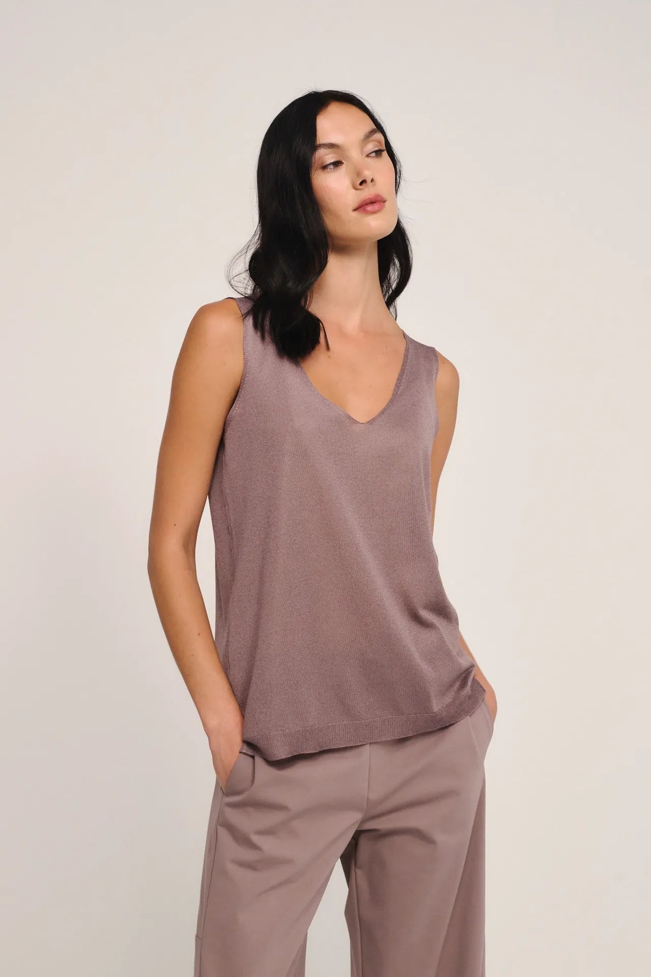 Top in maglia laminata sewless