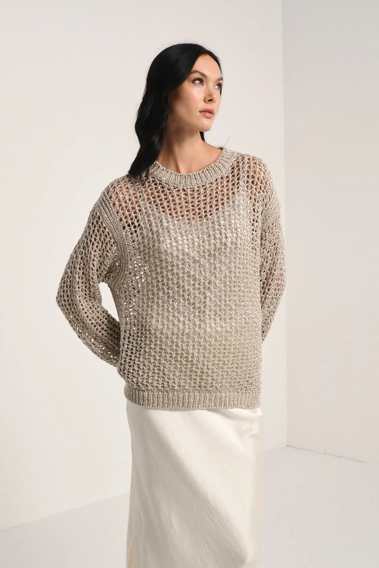 Maglia dazzling traforata manica lunga
