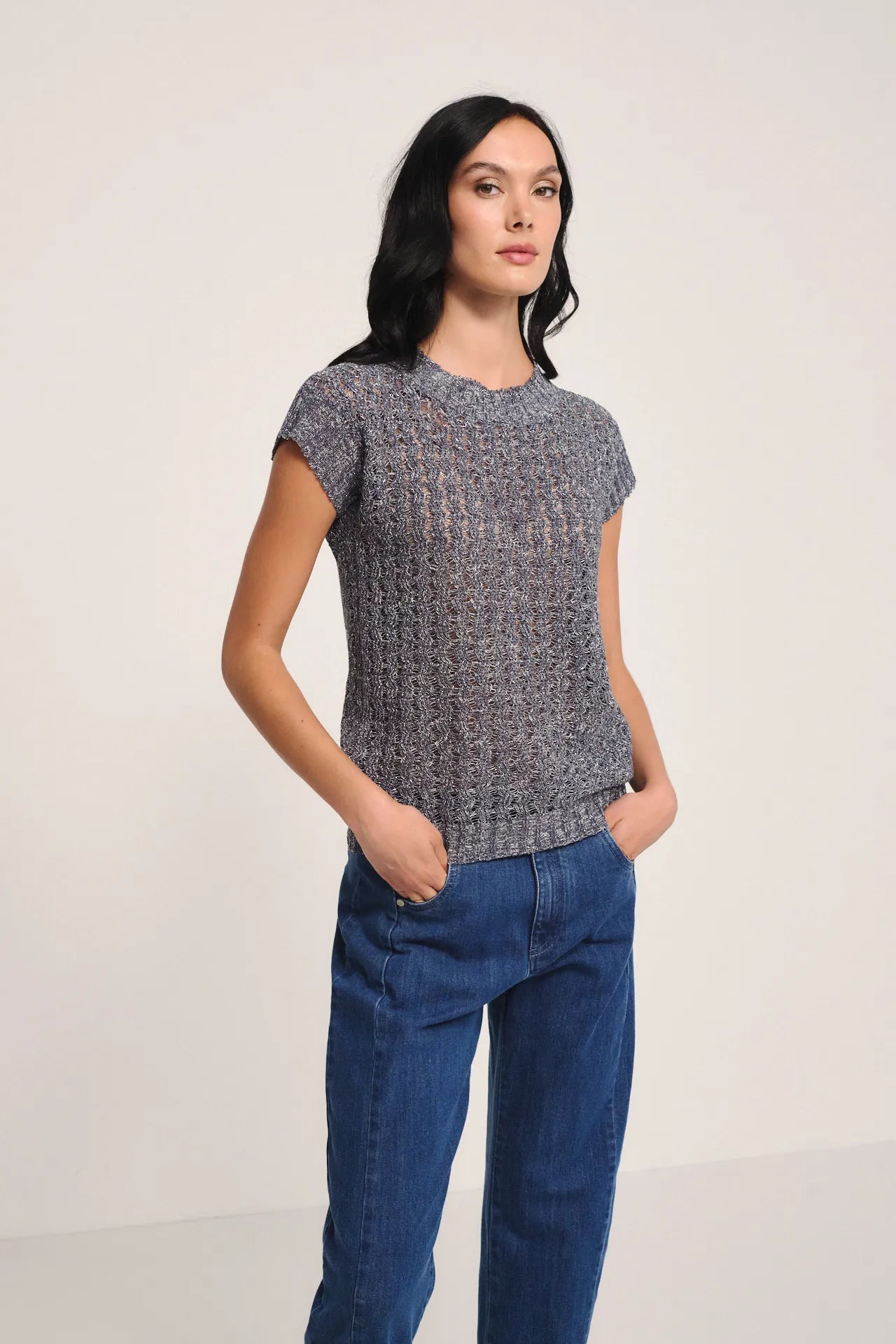 Top moonlit cable in maglia