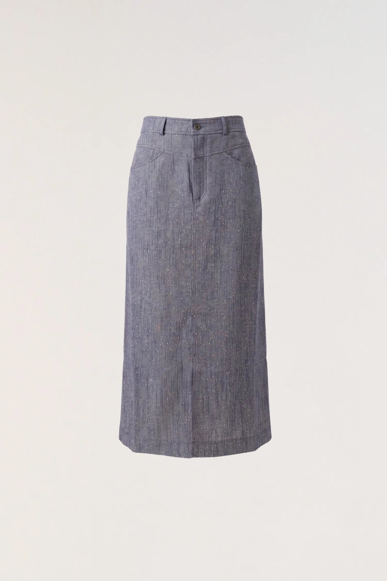 Dazzling denim-effect skirt