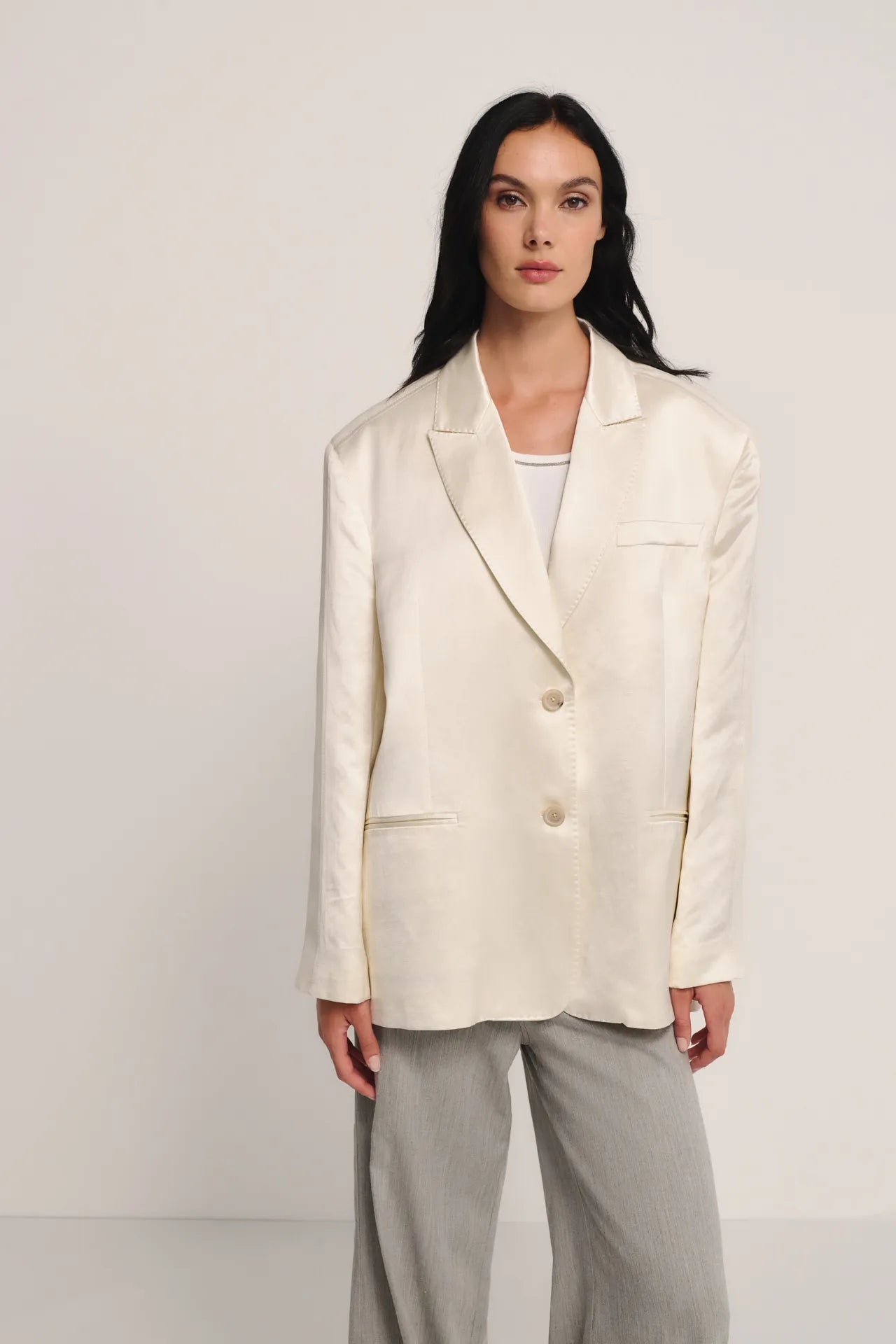 Blazer oversize monopetto in raso