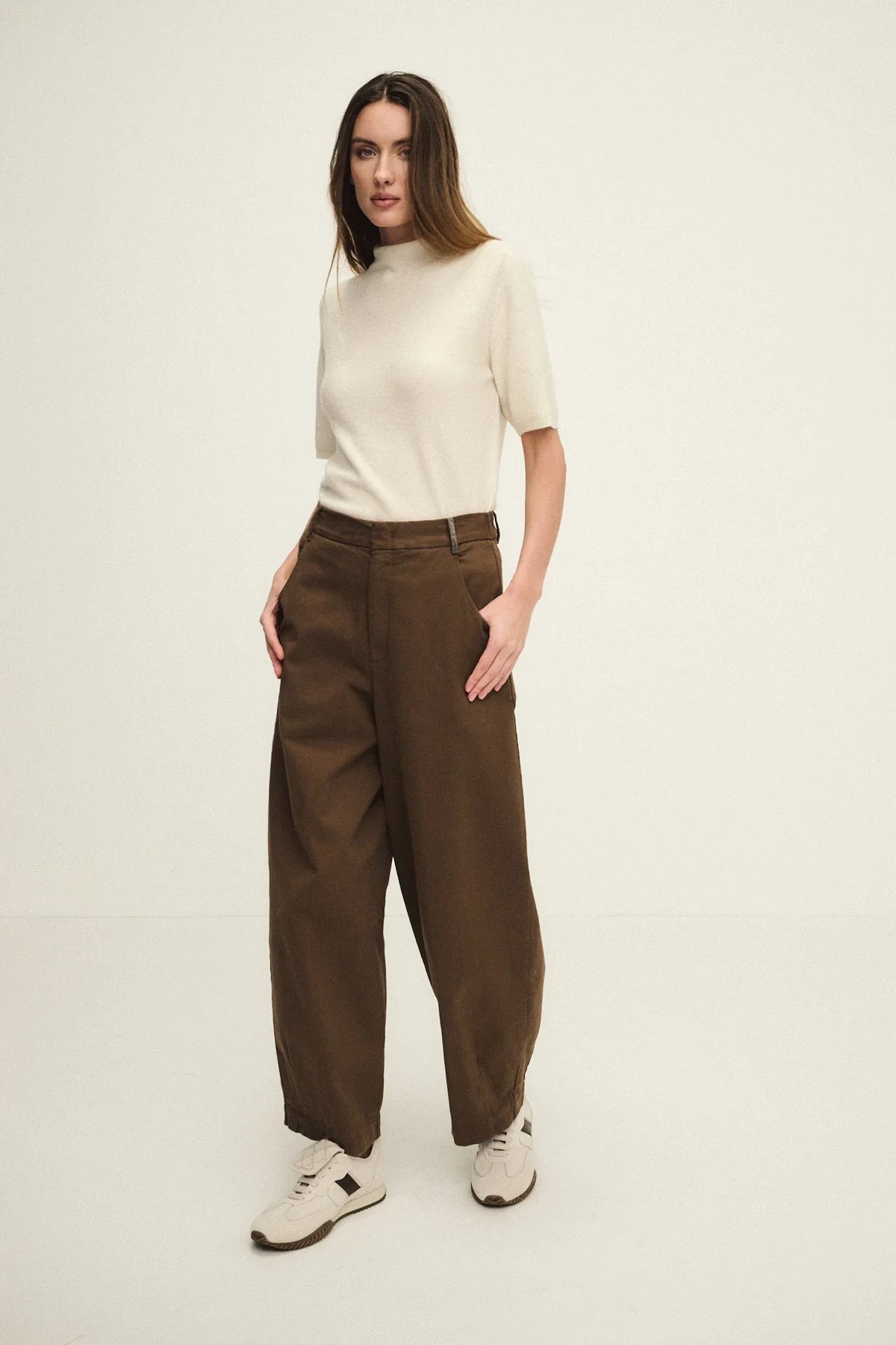 Garment-dyed balloon trousers