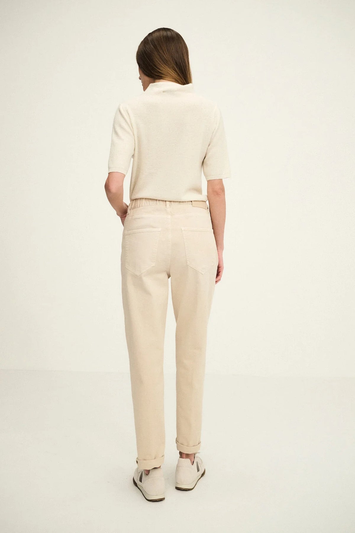 Garment-dyed five-pocket trousers