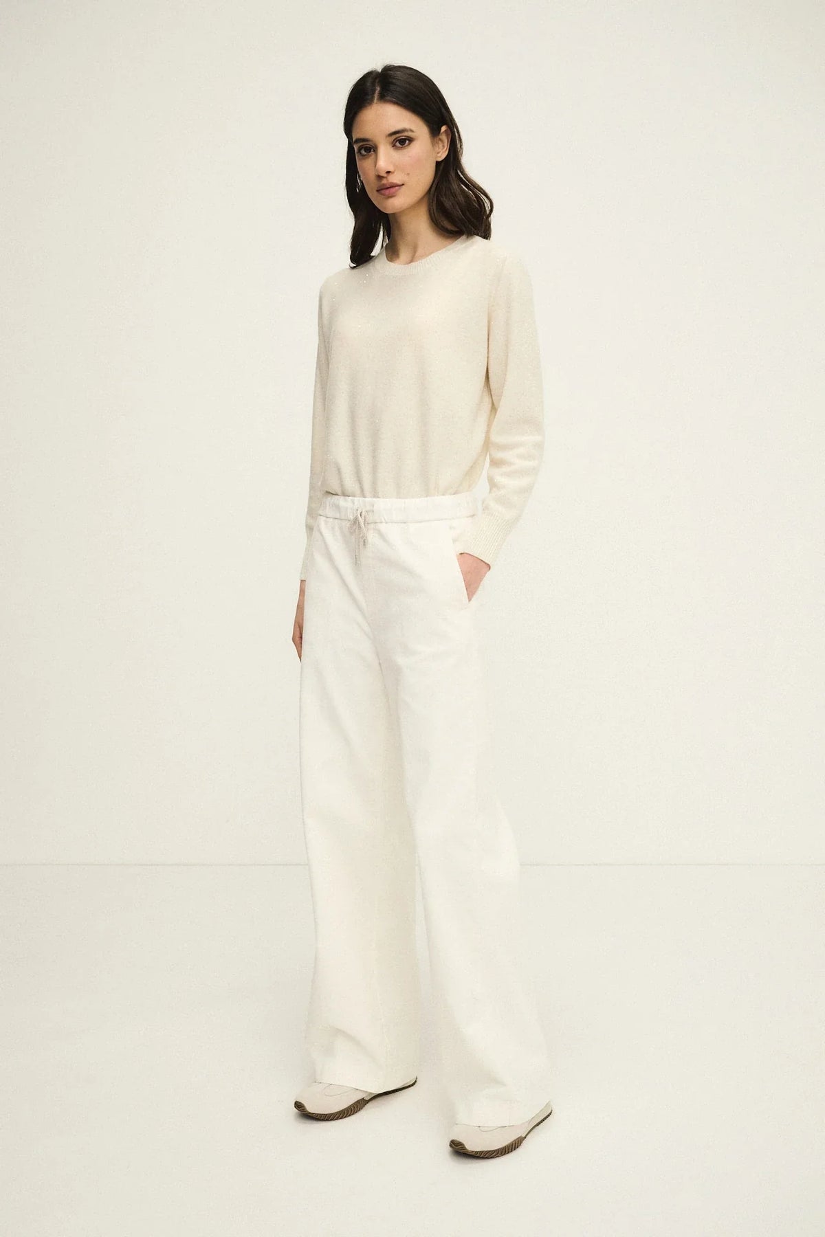 Garment-dyed velvet palazzo trousers