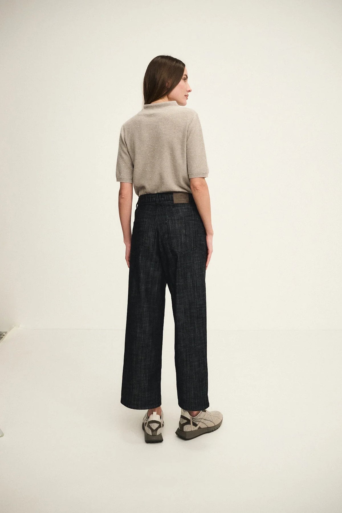 Wide palazzo denim trousers