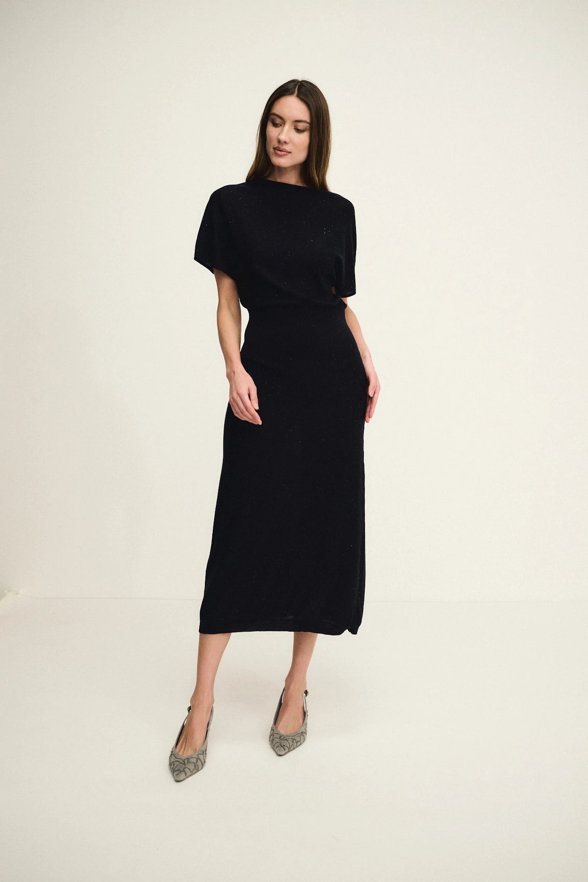 Abito sparkling in maglia con maniche ampie