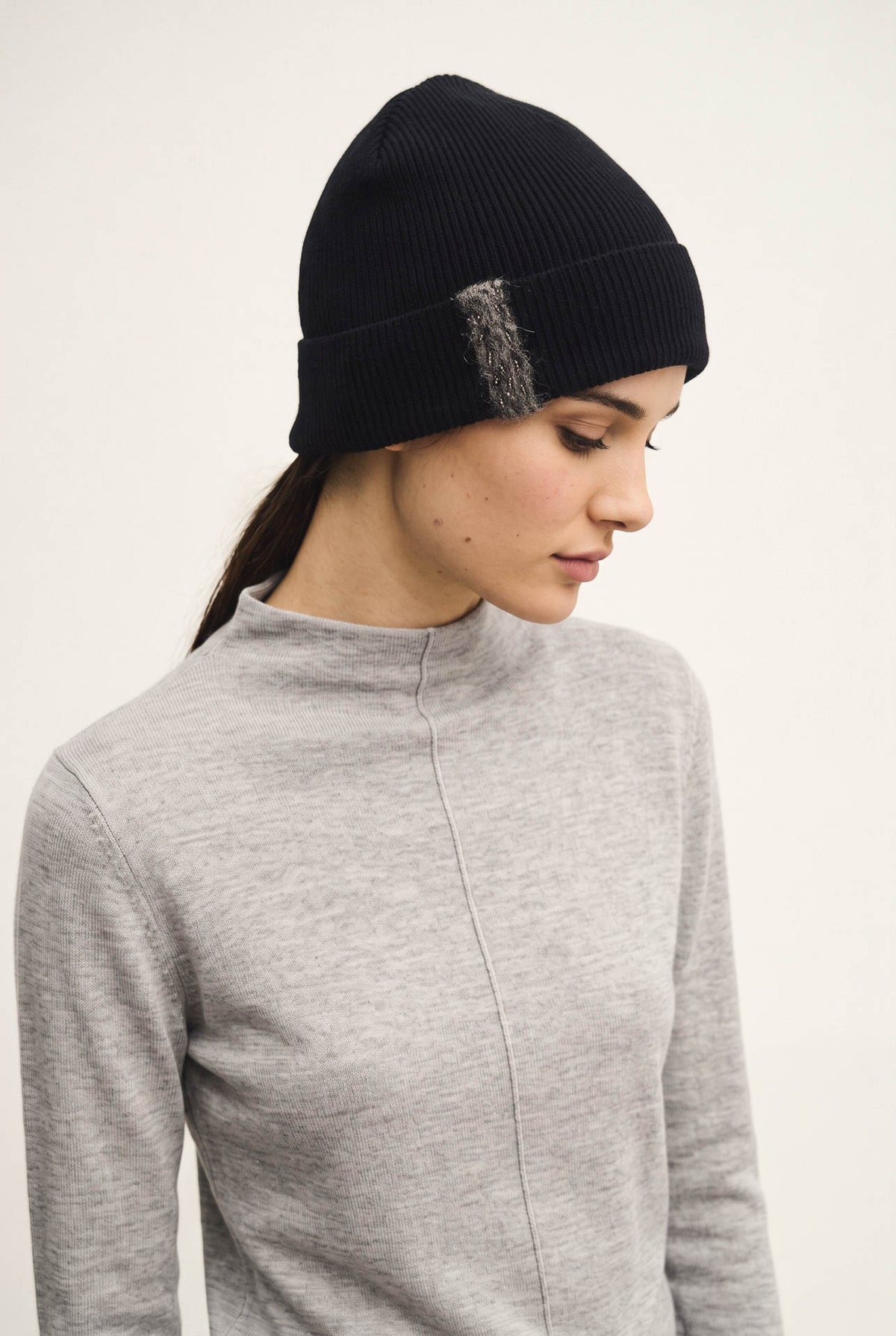 Silk, cashmere, and wool beanie