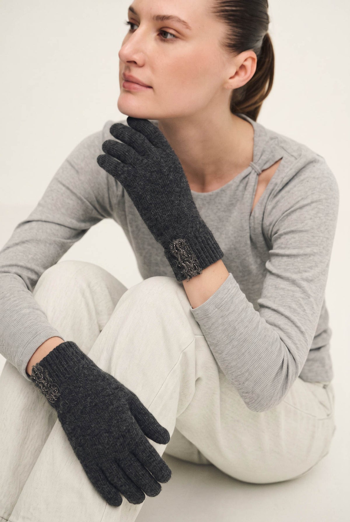 Wool, silk, and cashmere gloves
