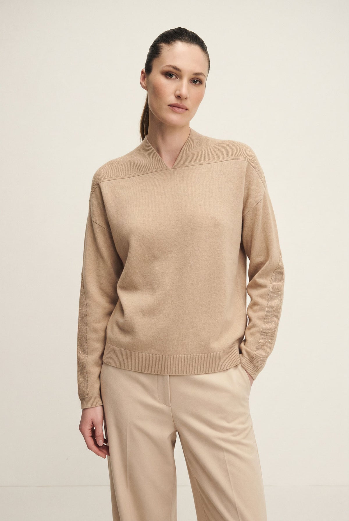 Maglia in lana seta cashmere con dettaglio shiny