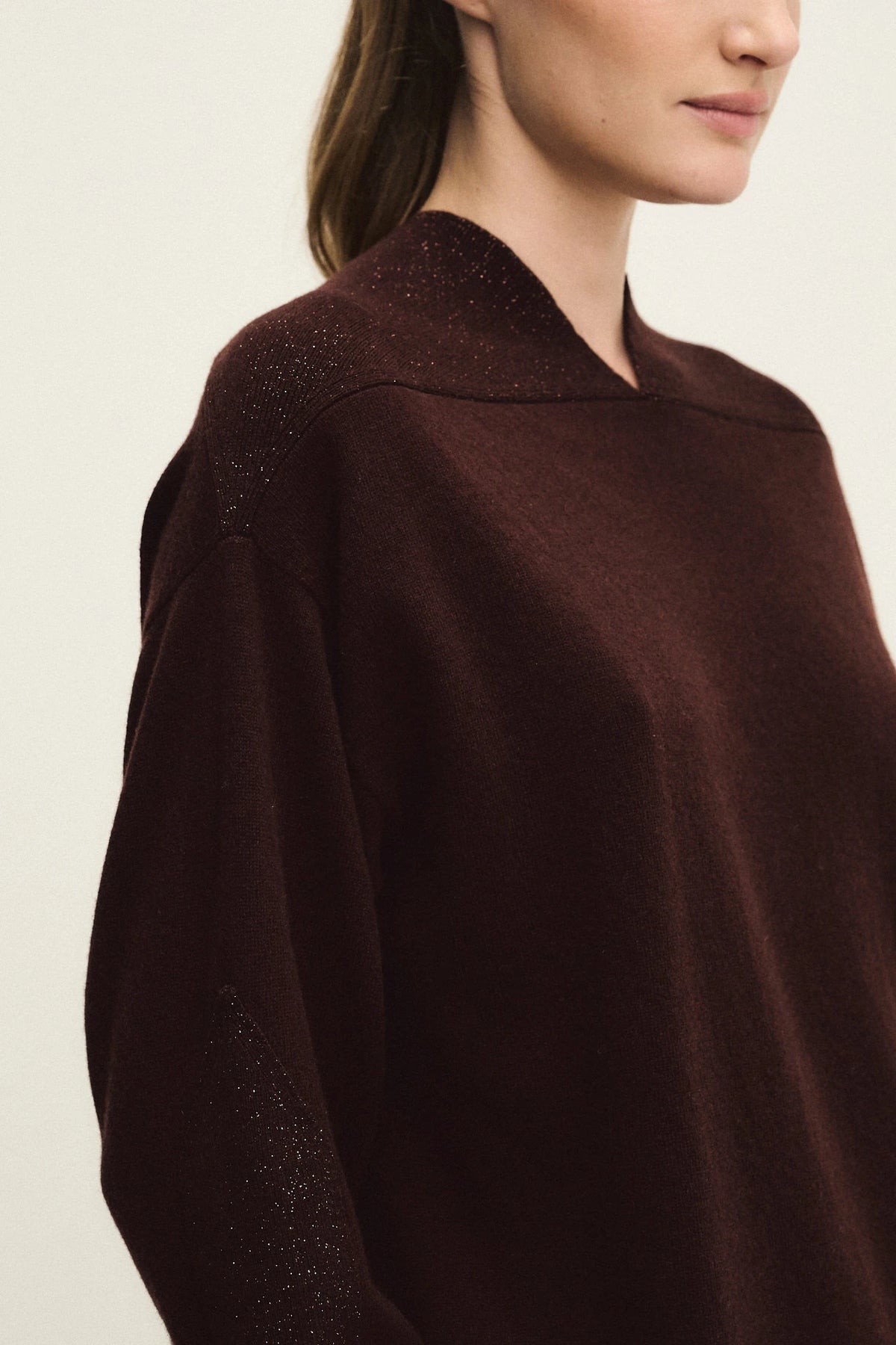 Maglia in lana seta cashmere con dettaglio shiny