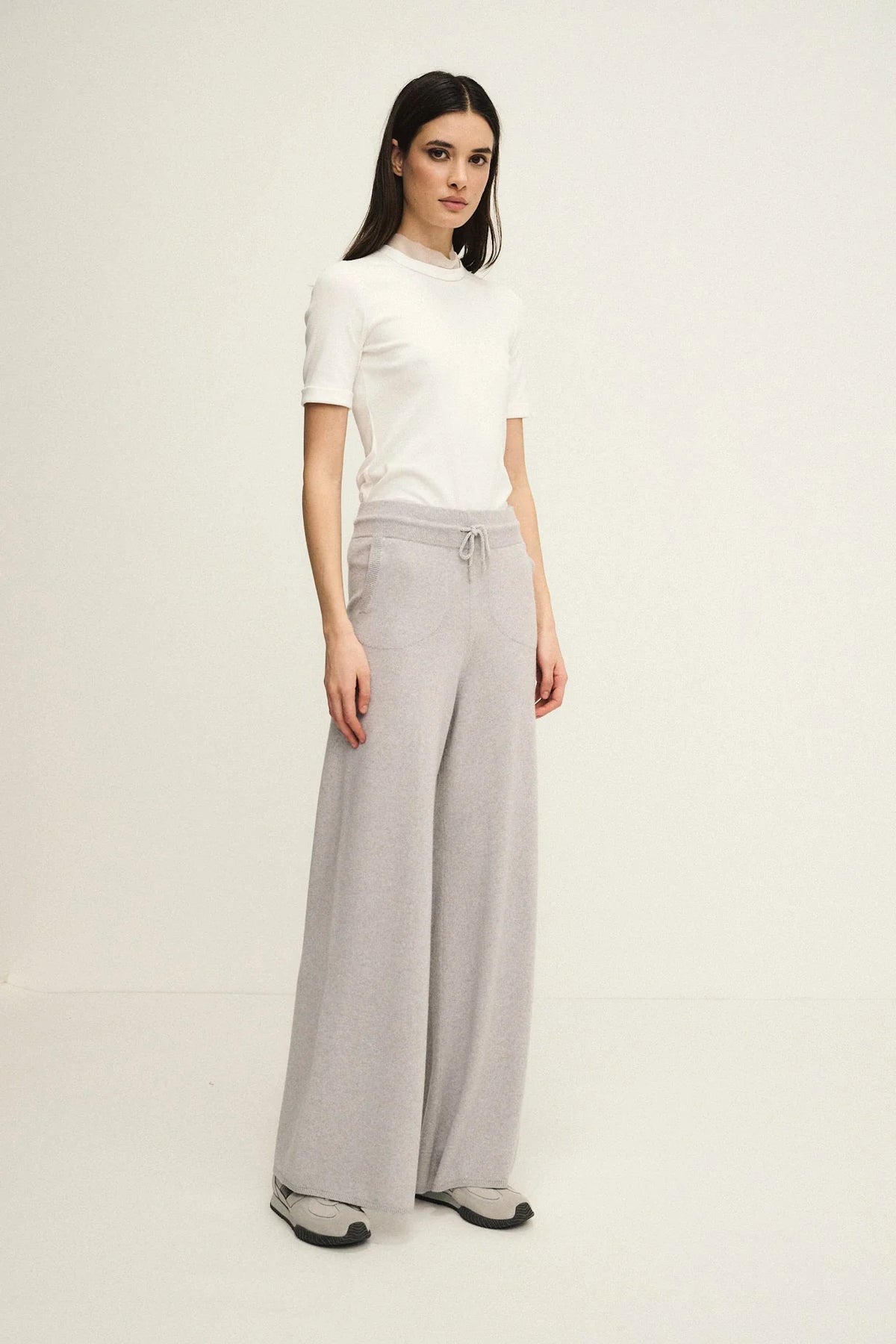Pantalone wide leg in maglia