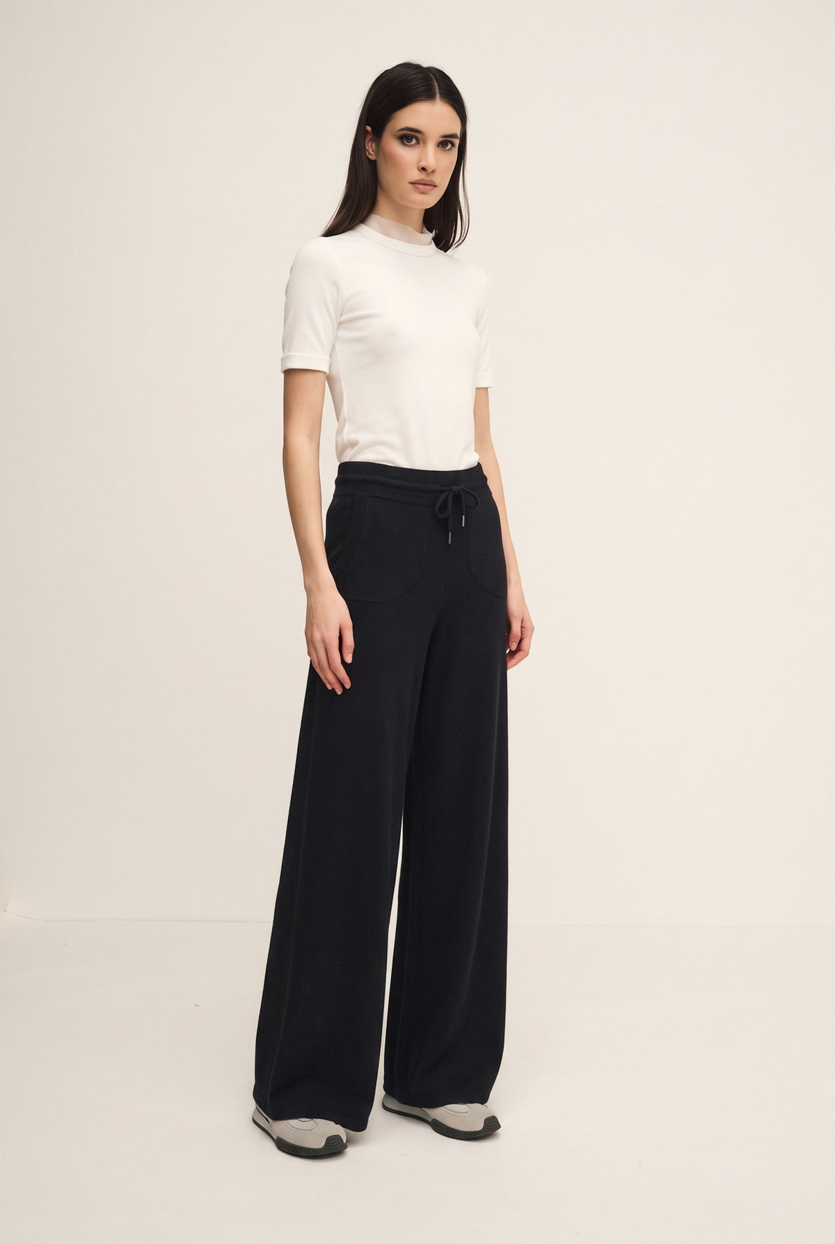 Pantalone wide leg in maglia
