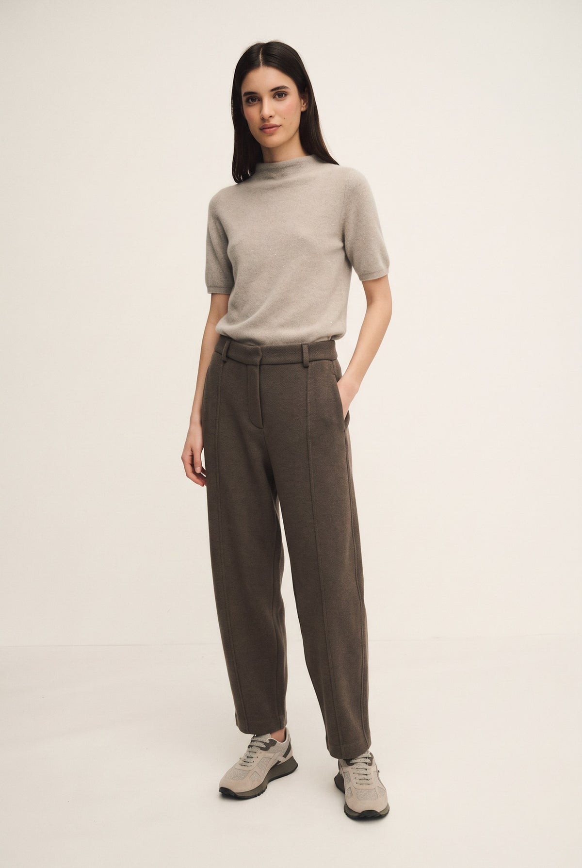 Shiny knit balloon trousers