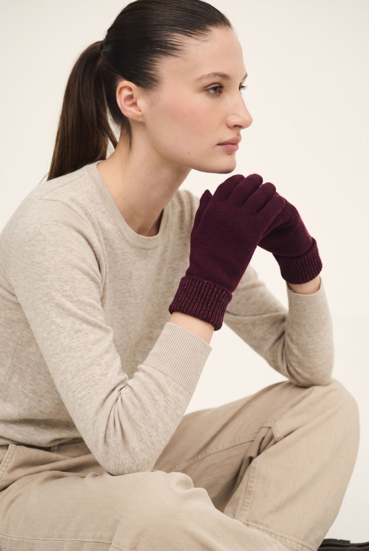 Guanti con polsini in lurex