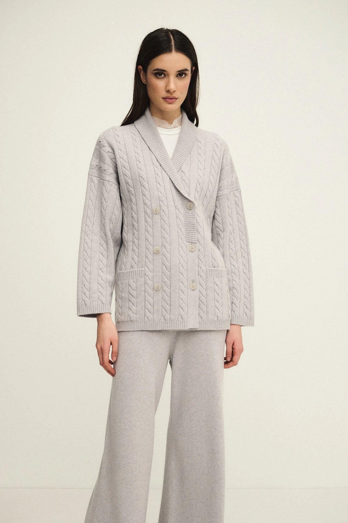 Cardigan Braids in lana, seta e cashmere