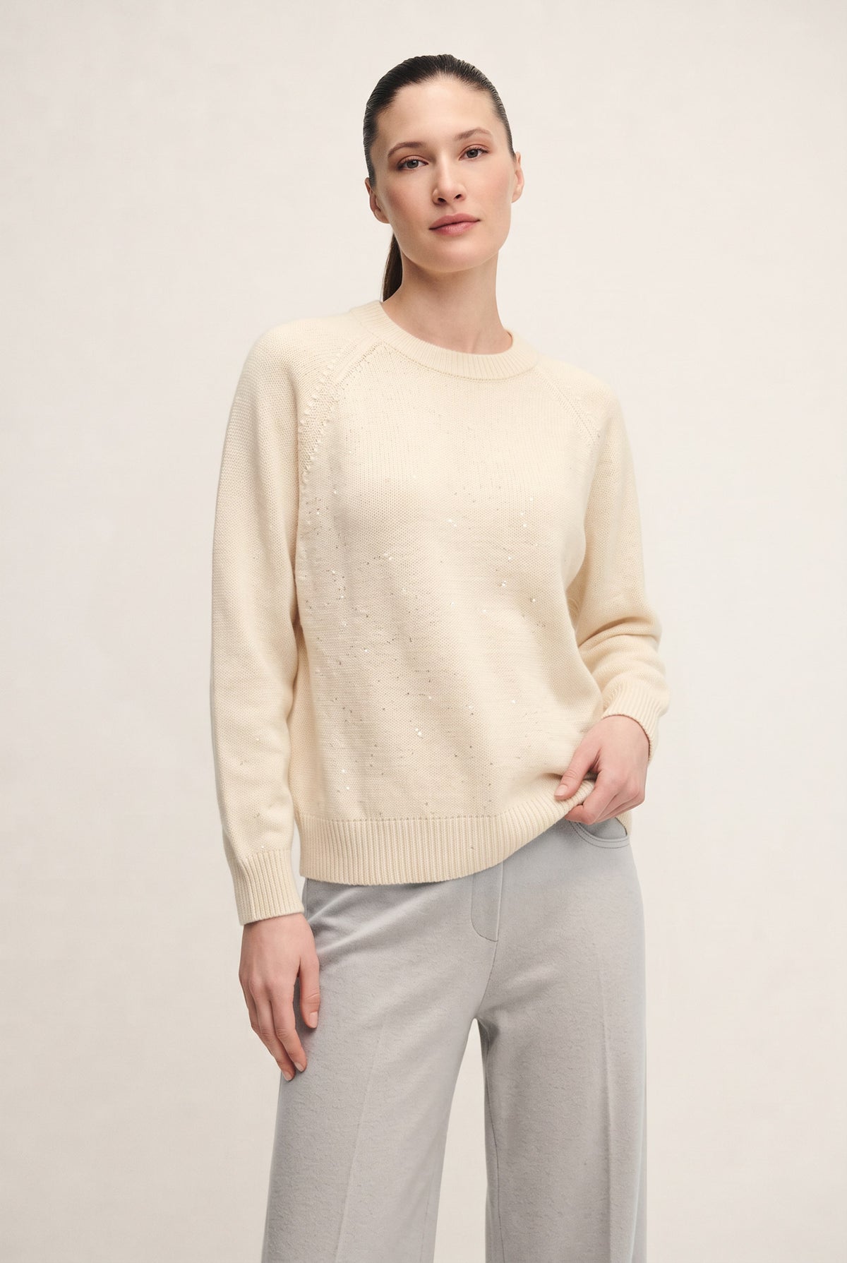 Girocollo dazzling in lana, seta e cashmere