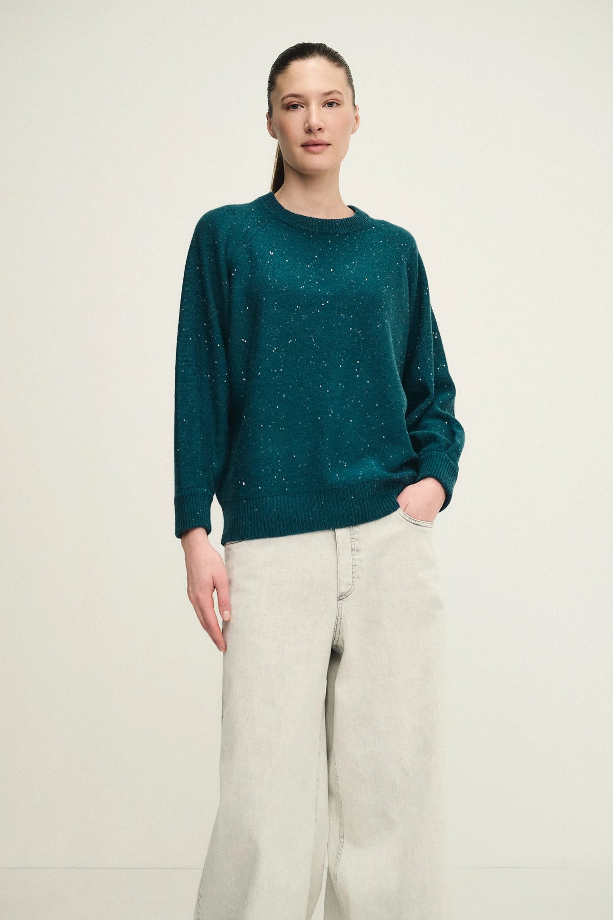 Girocollo dazzling in lana, seta e cashmere