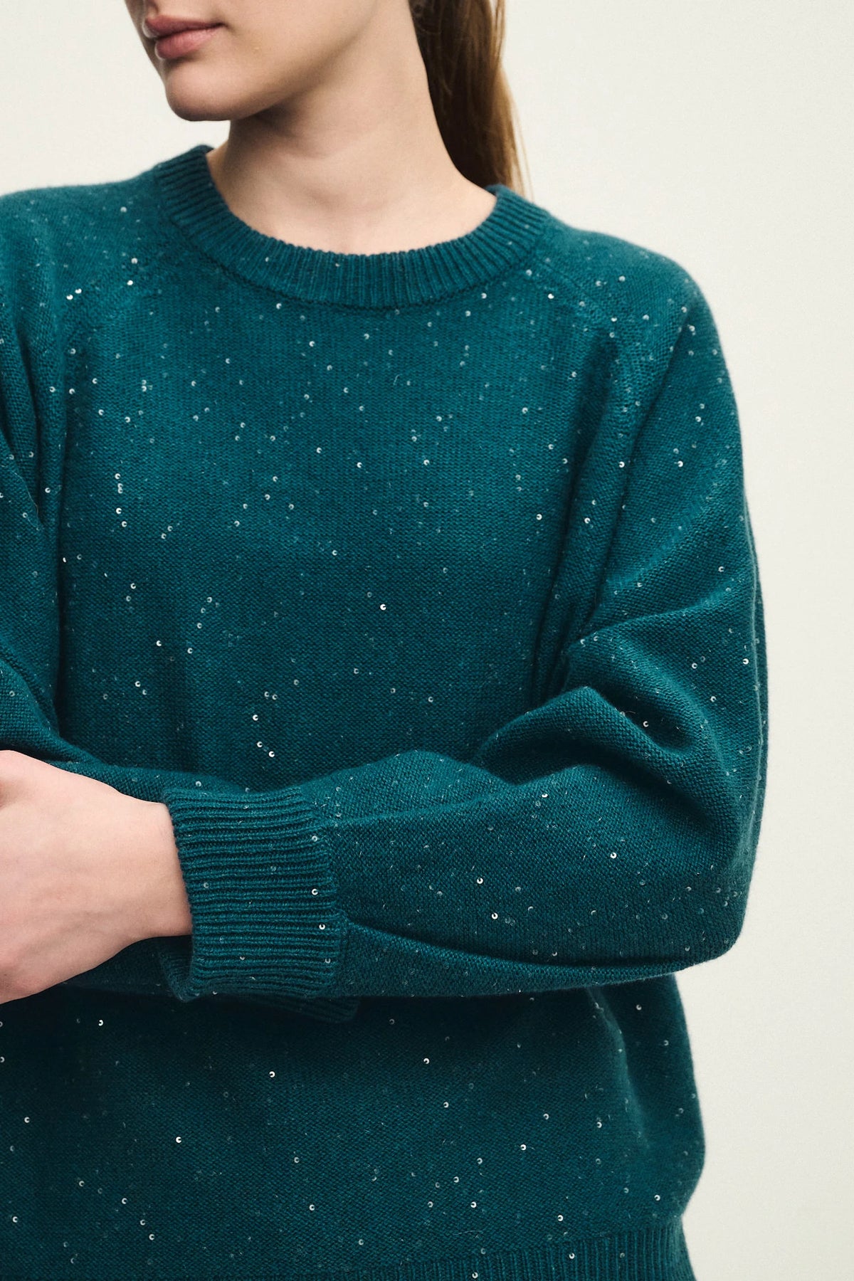 Girocollo dazzling in lana, seta e cashmere