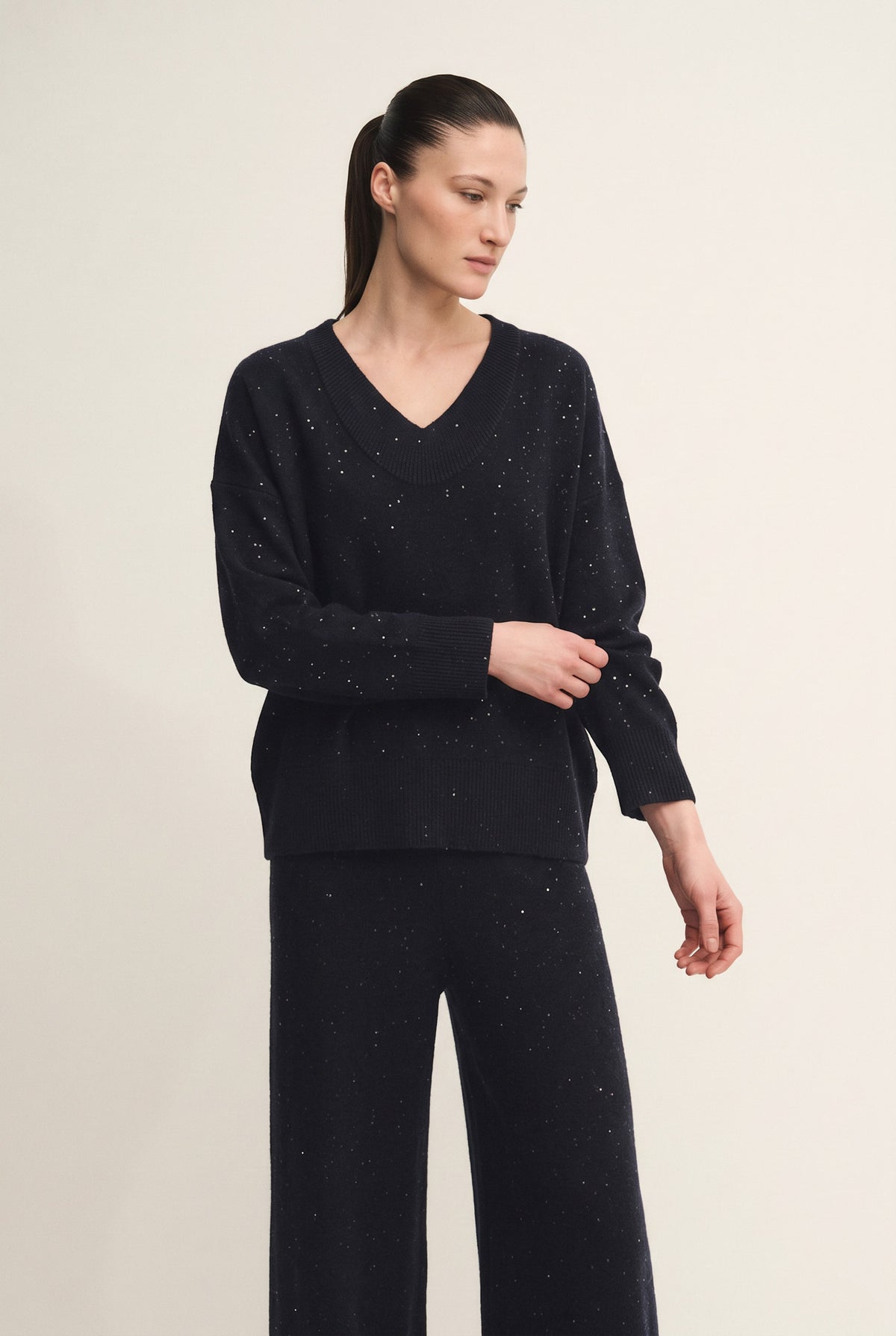 Maglia dazzling con scollo a coste dégradé