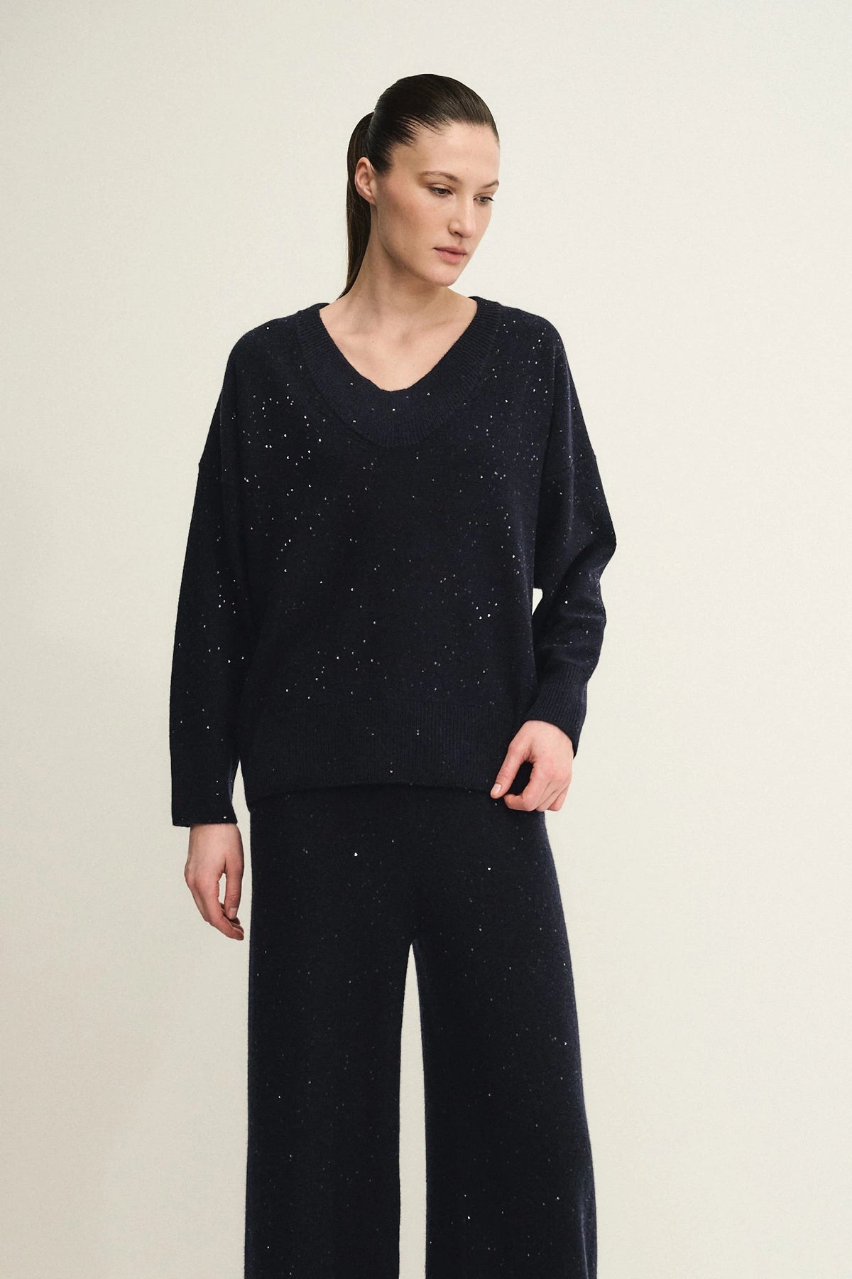 Dazzling dégradé ribbed-neck jumper