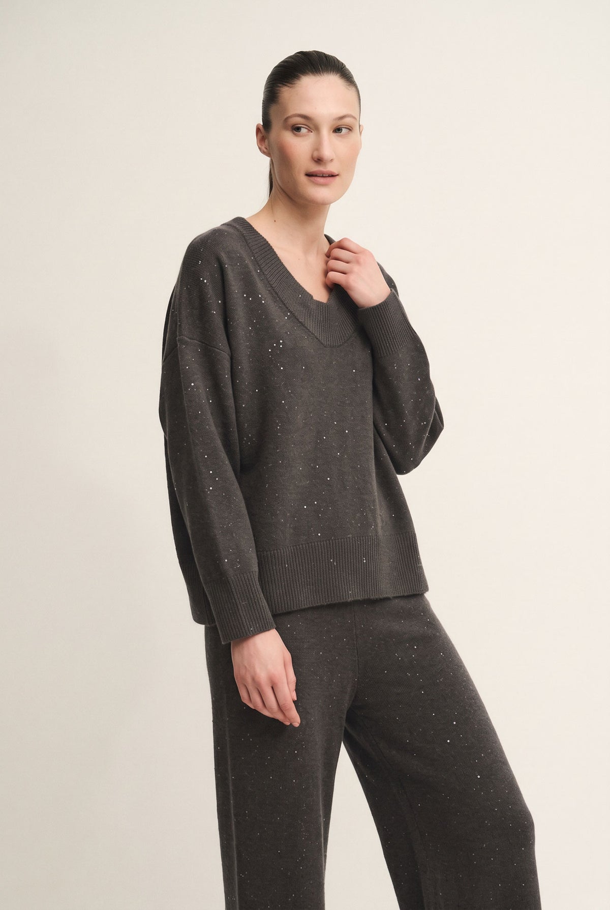 Maglia dazzling con scollo a coste dégradé