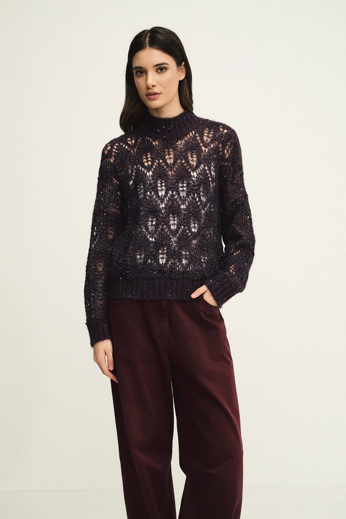 Maglia collo alto Radiance in mohair e alpaca