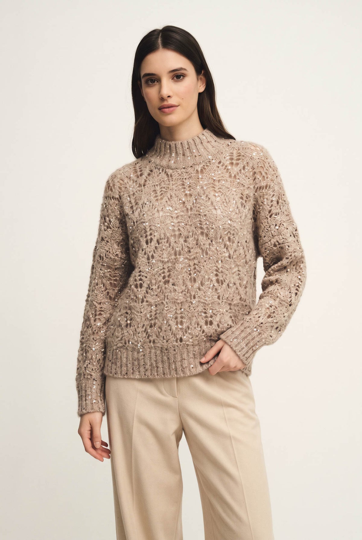 Maglia collo alto Radiance in mohair e alpaca