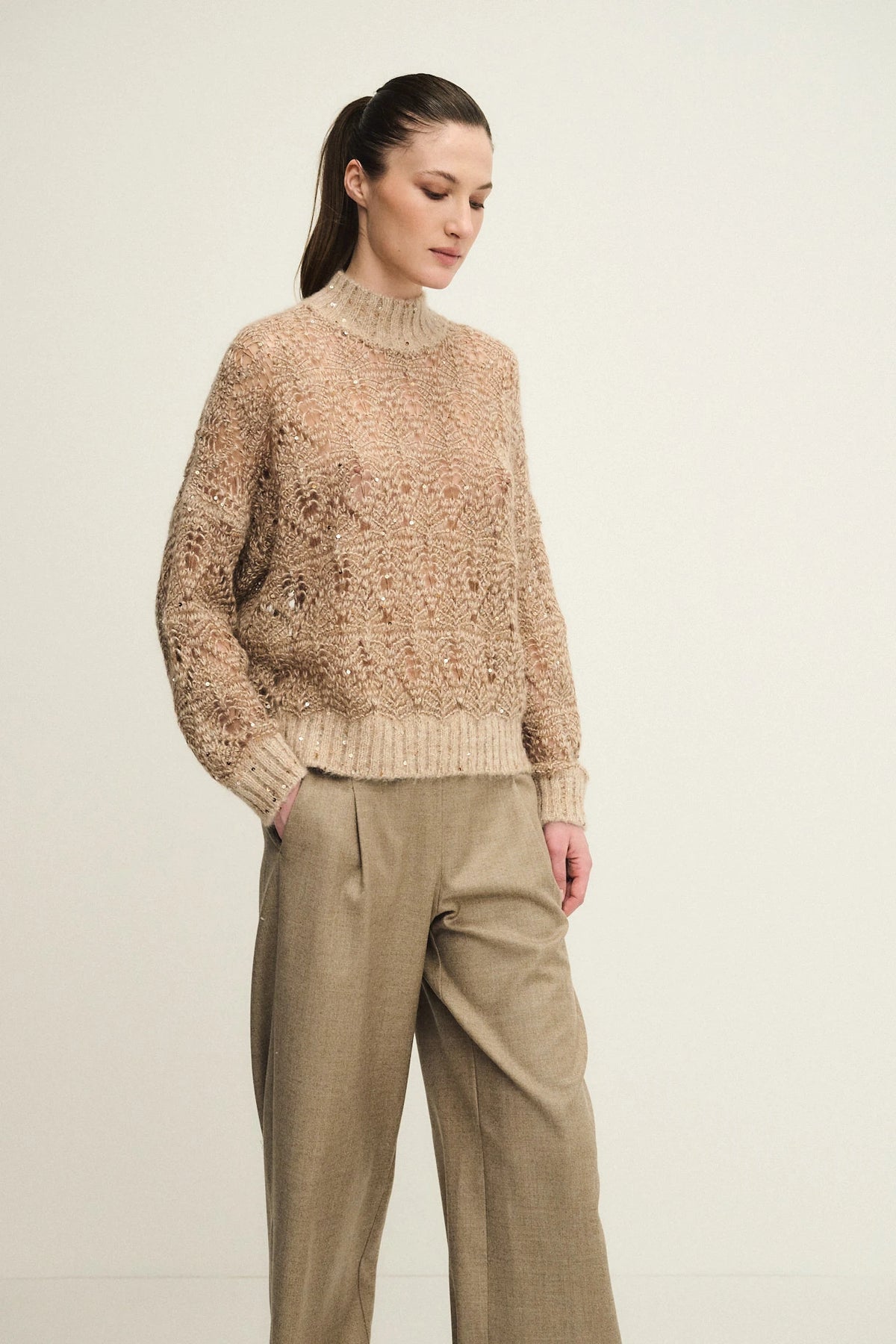 Maglia collo alto Radiance in mohair e alpaca