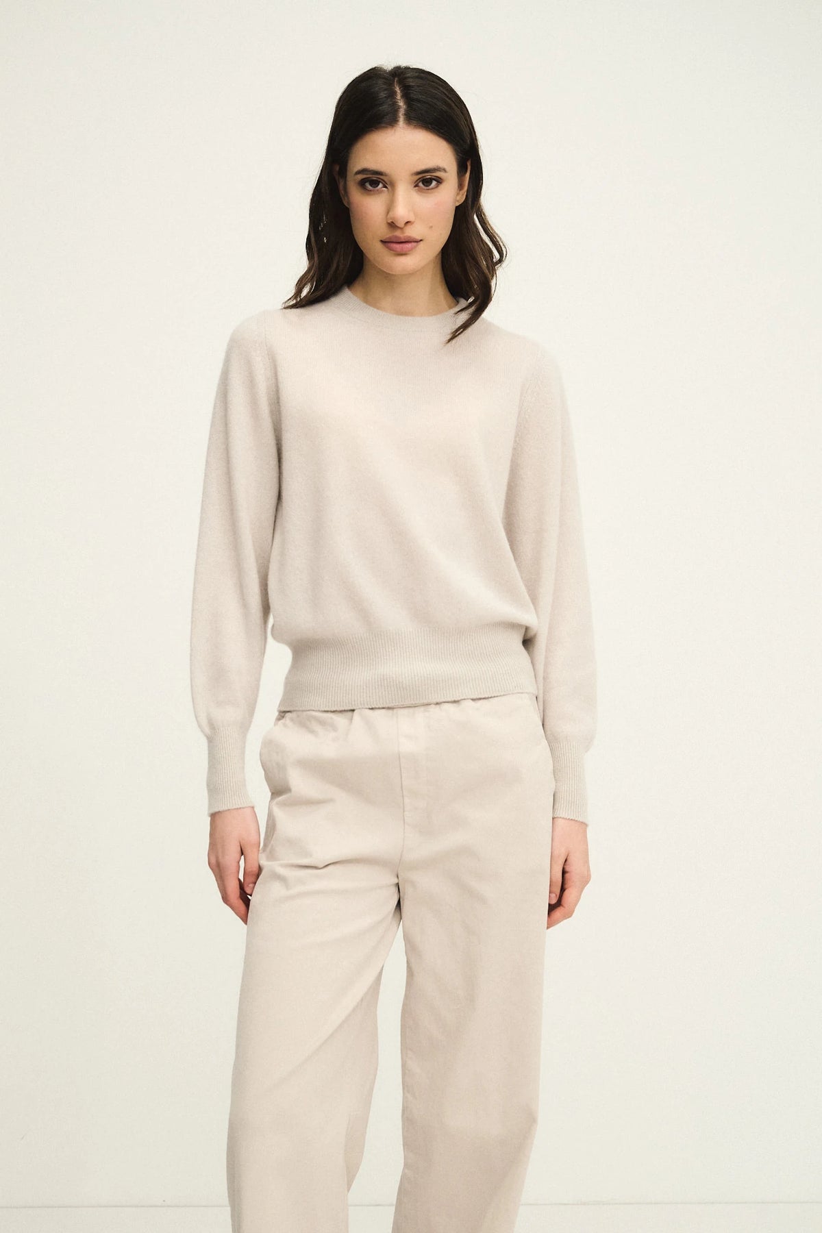 Girocollo in puro cashmere effetto nuvola