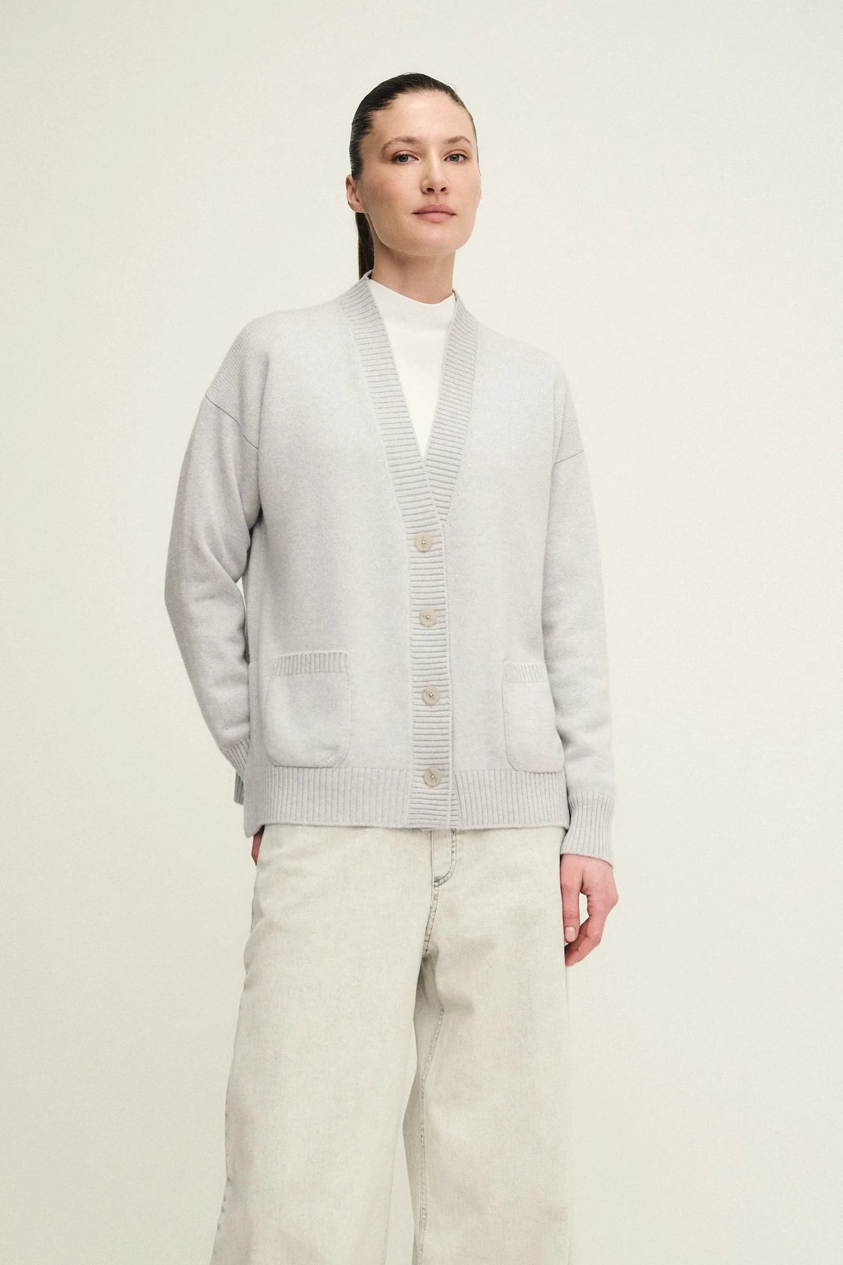 Cardigan dettaglio costa in puro cashmere
