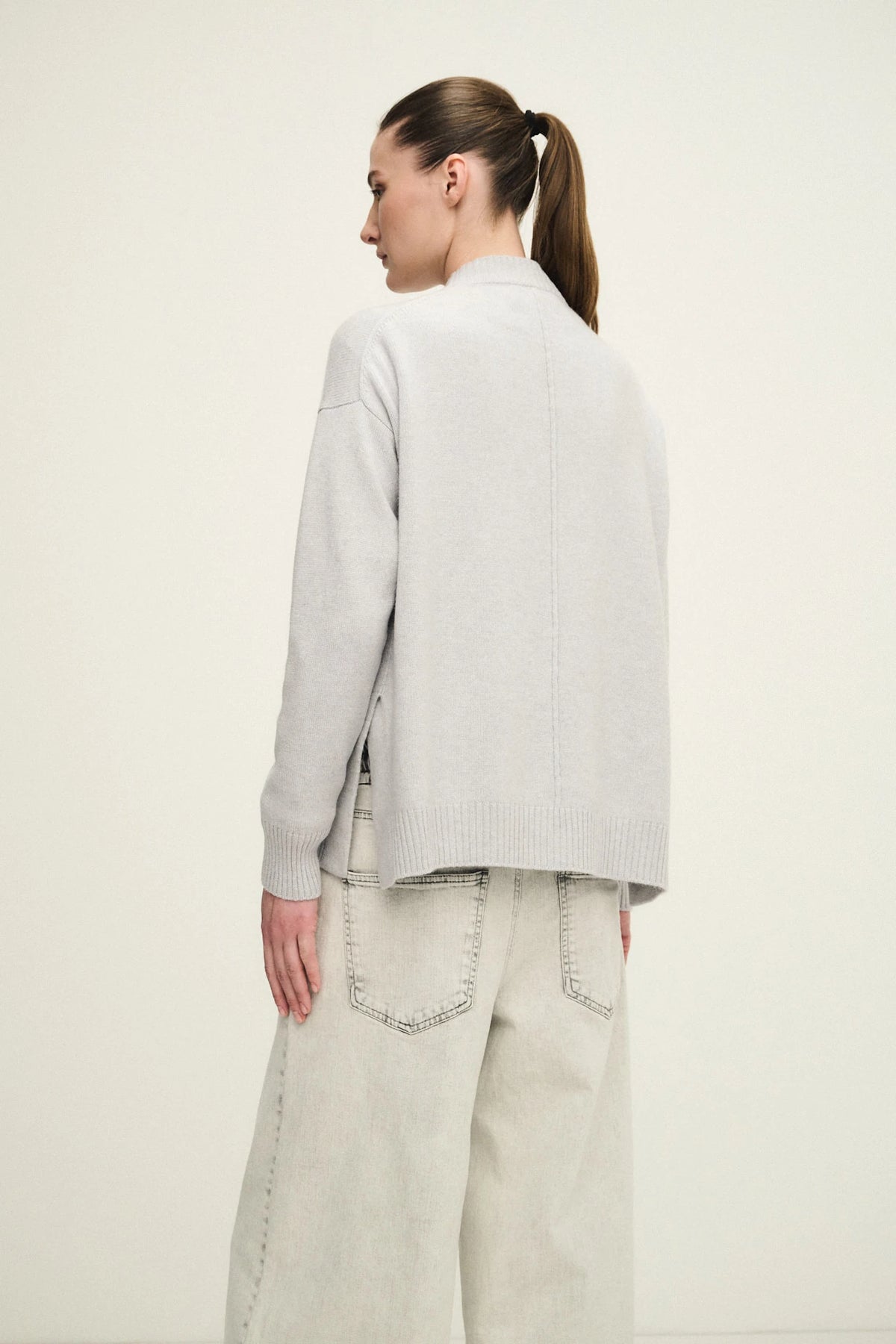 Cardigan dettaglio costa in puro cashmere