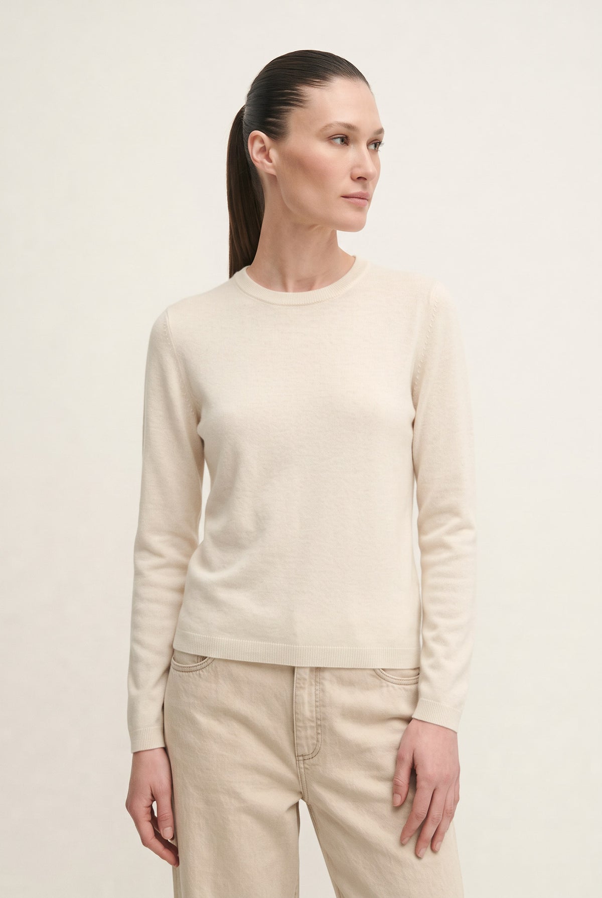 Girocollo in maglia superfine di puro cashmere