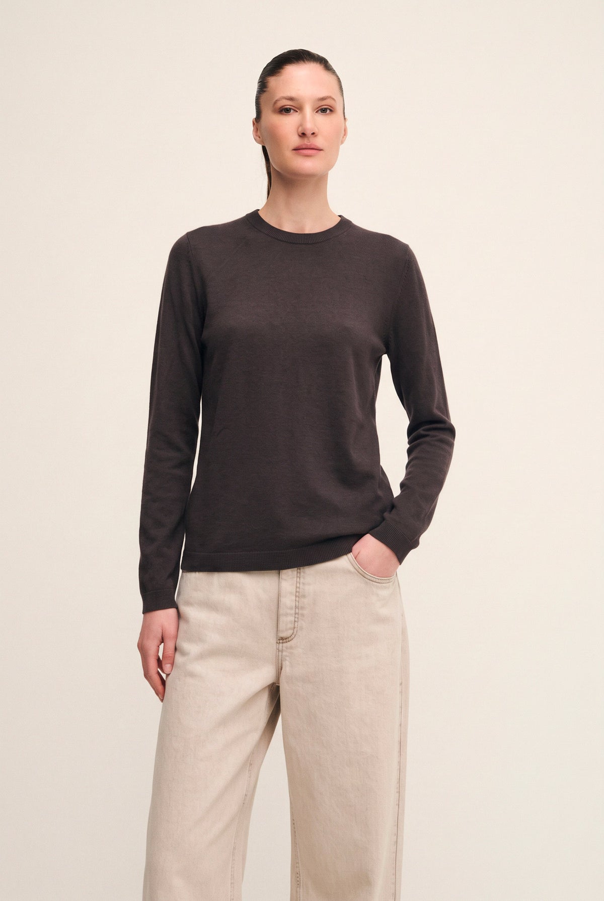 Girocollo in maglia superfine di puro cashmere