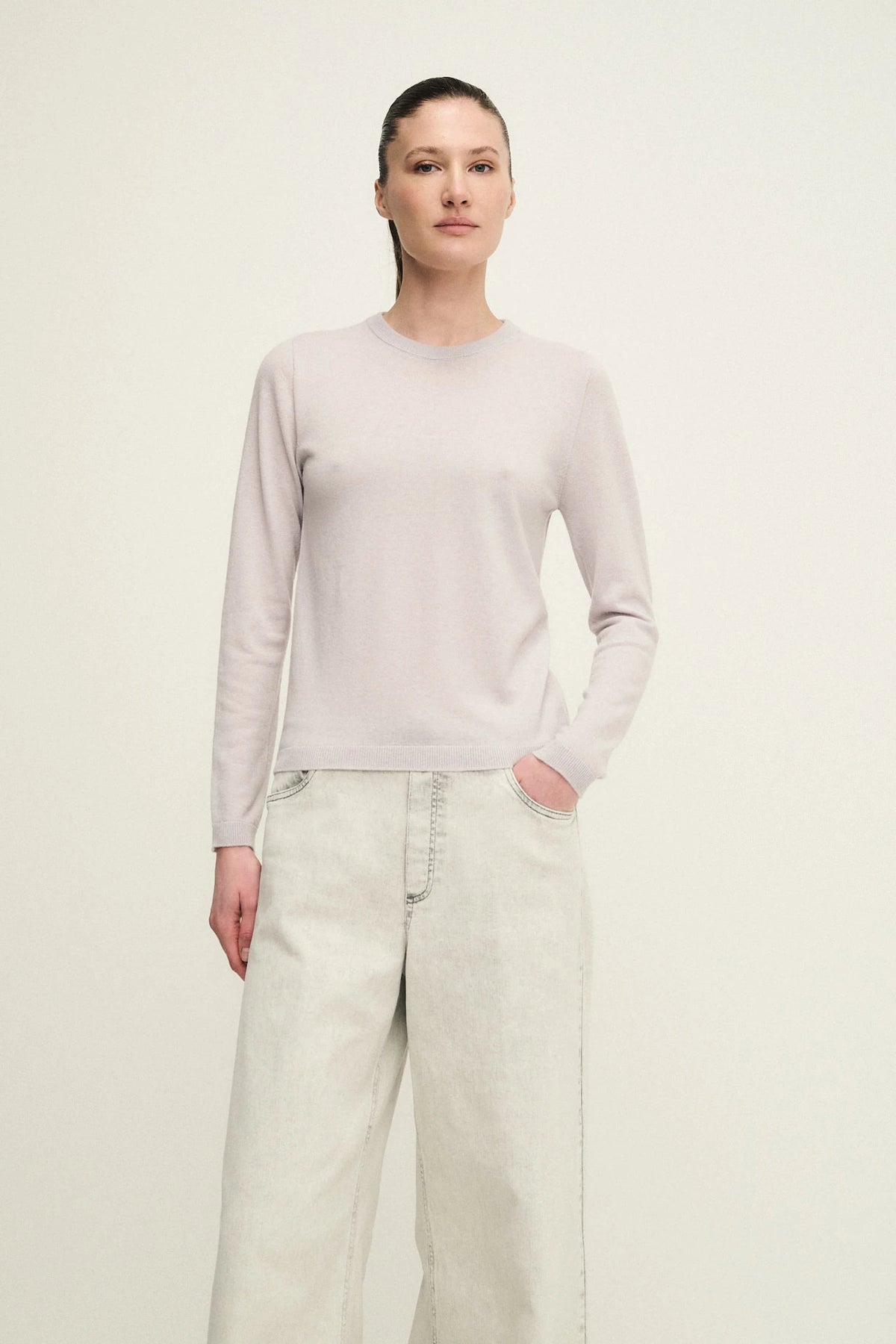 Girocollo in maglia superfine di puro cashmere