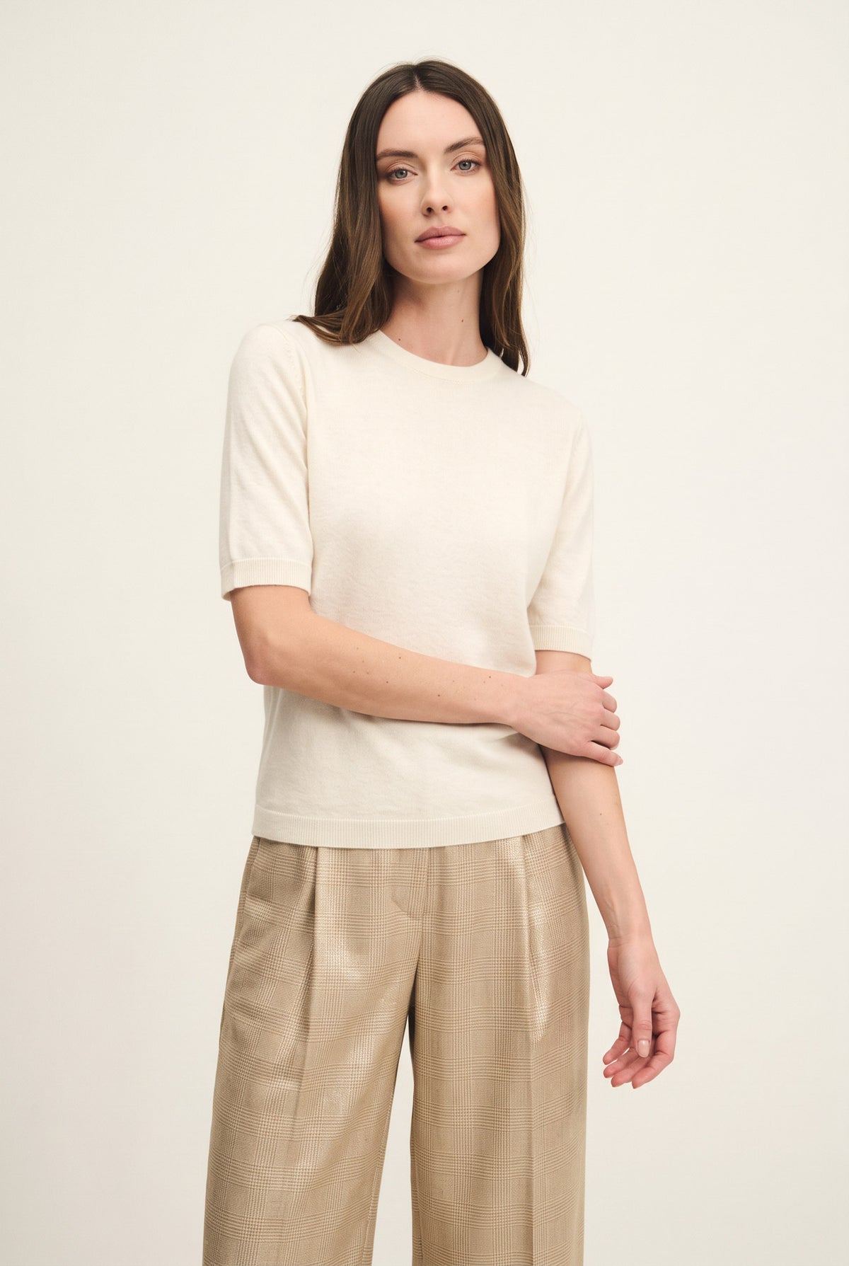 Short-sleeve superfine pure cashmere sweater