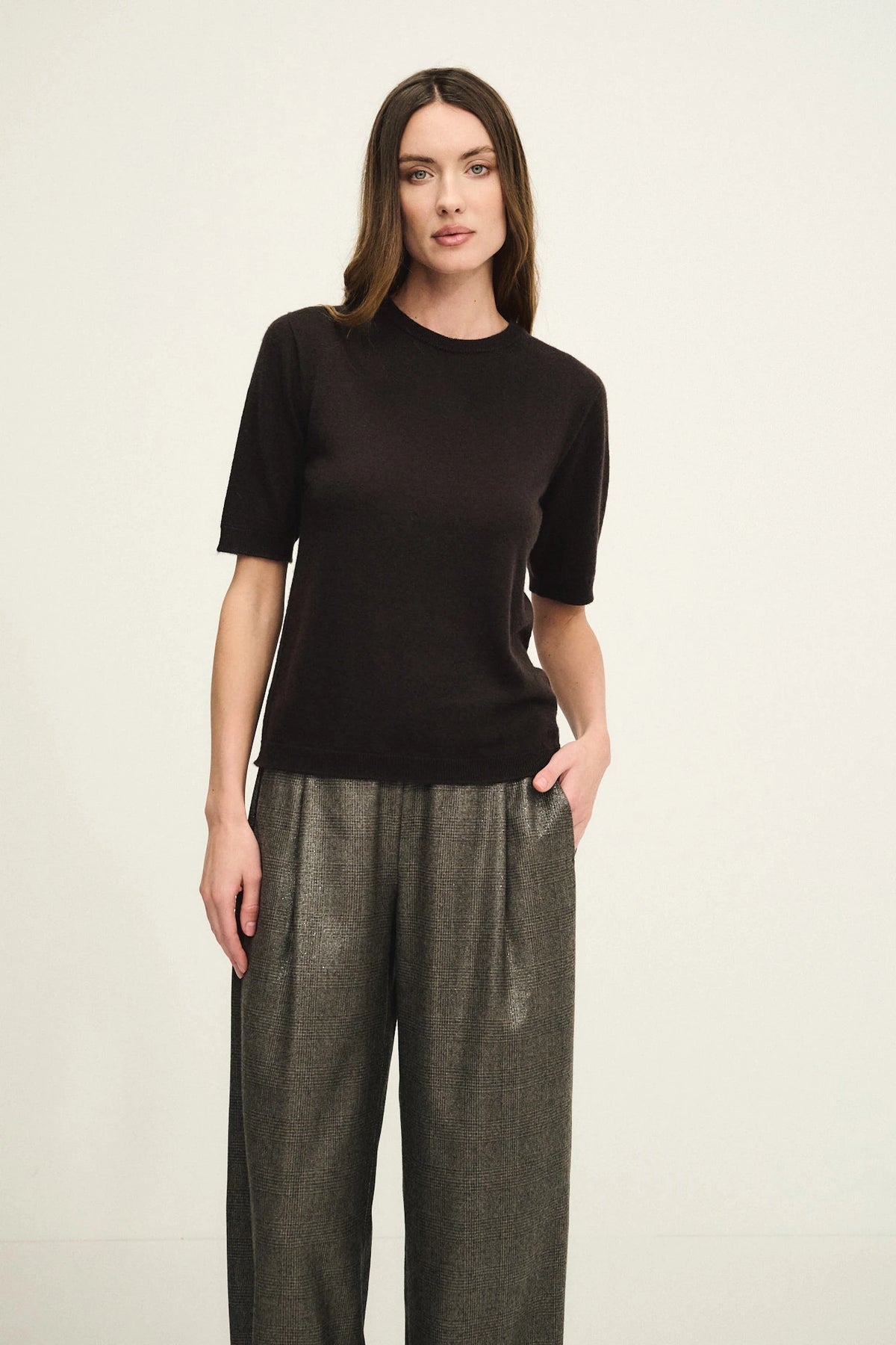 Maglia superfine manica corta in puro cashmere