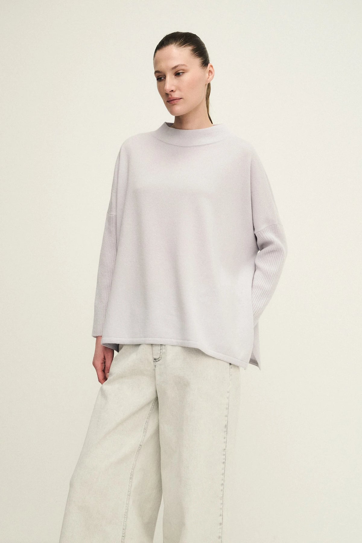 Poncho in maglia di puro cashmere