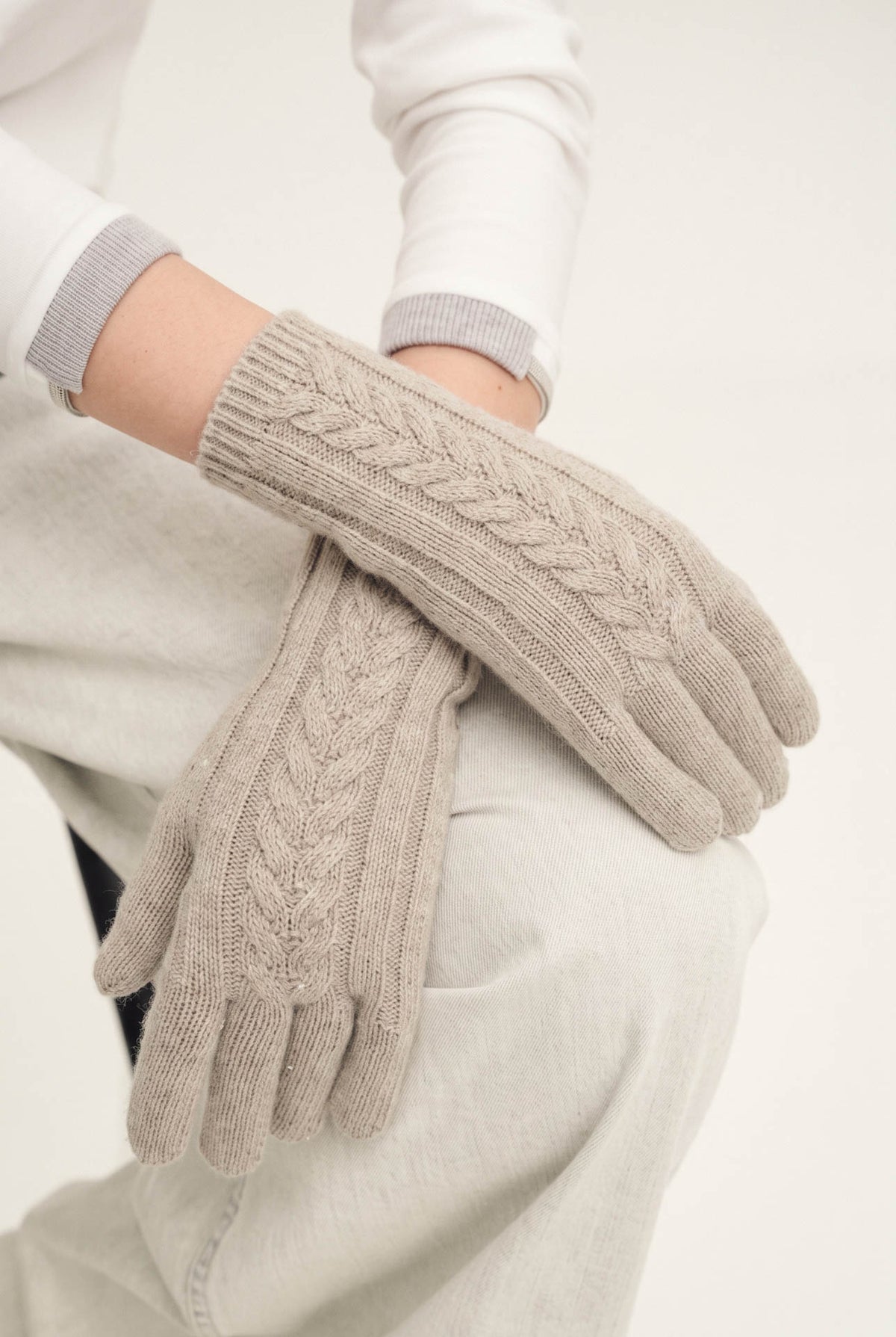 Guanti dazzling braids in cashmere