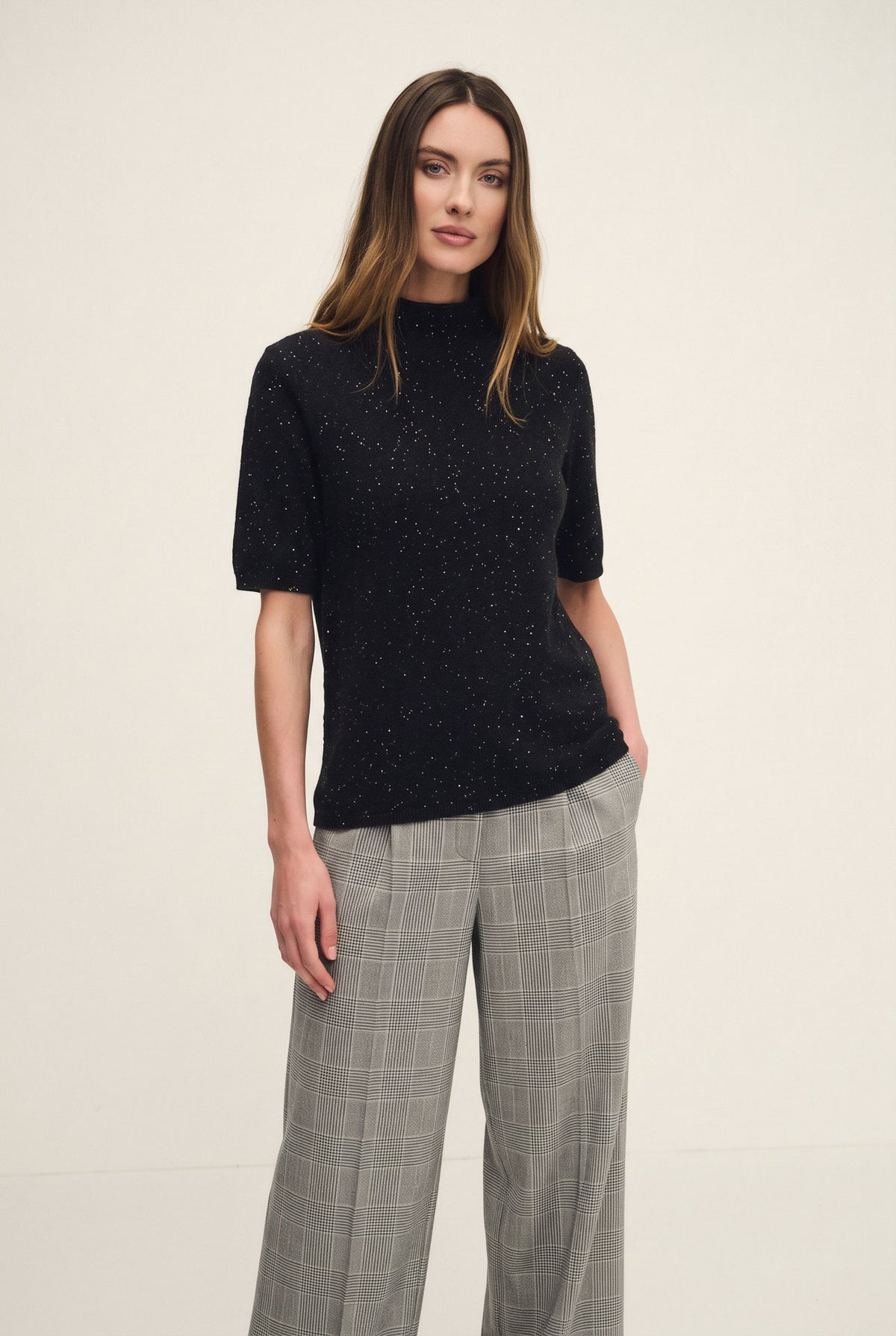 Maglia dazzling a collo alto in cashmere