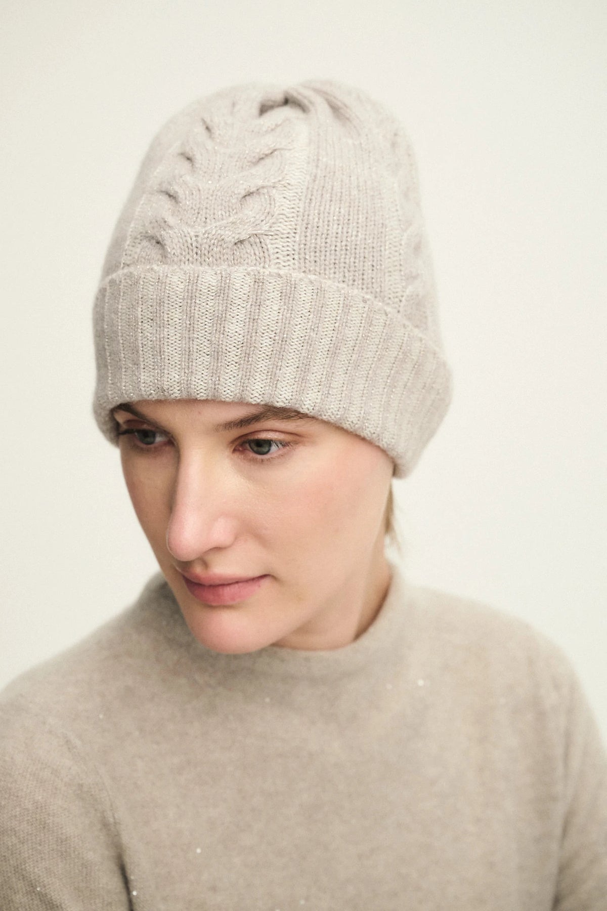 Cuffia braids bicolore in cashmere