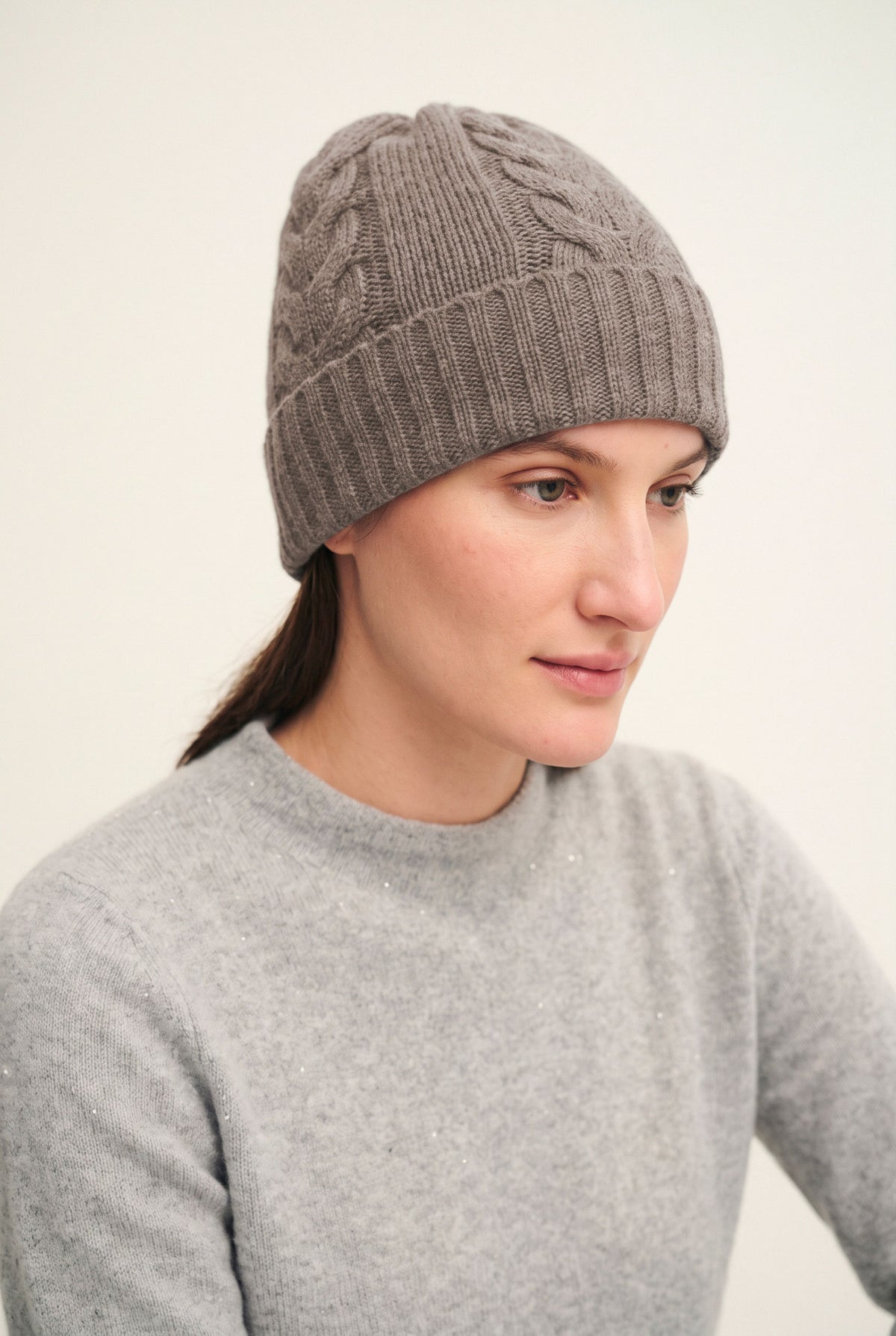 Cuffia braids bicolore in cashmere