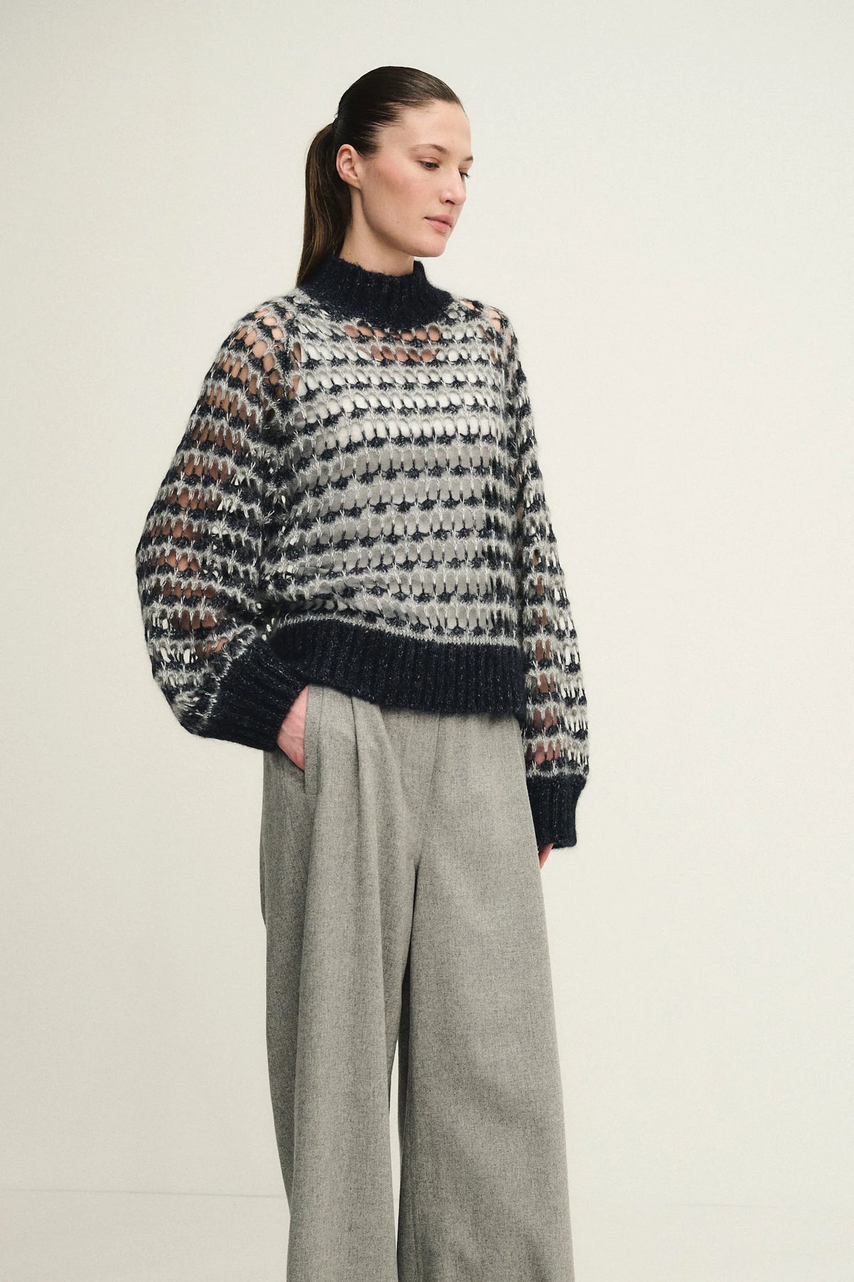 Maglia openwork bicolore