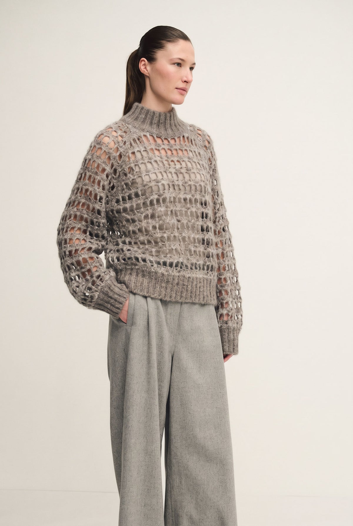 Maglia openwork bicolore