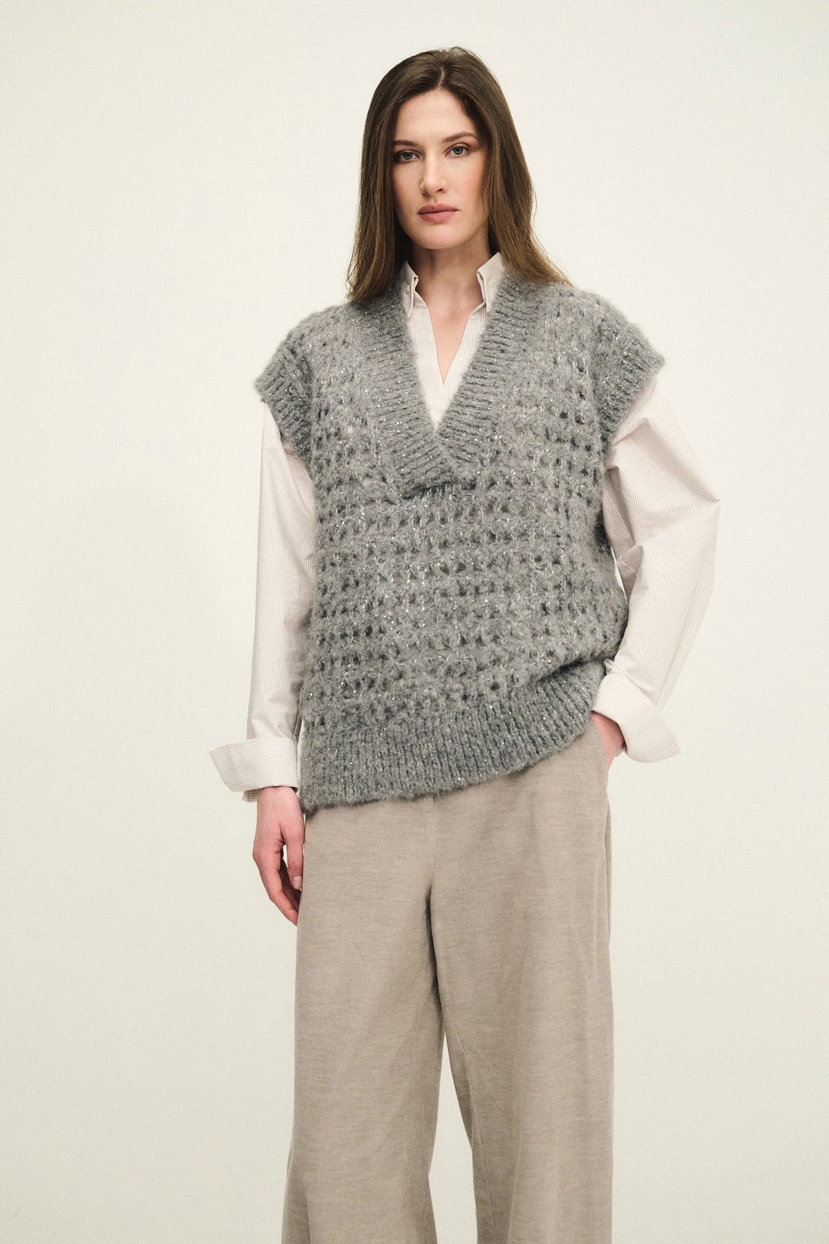 Gilet lumière in maglia openwork