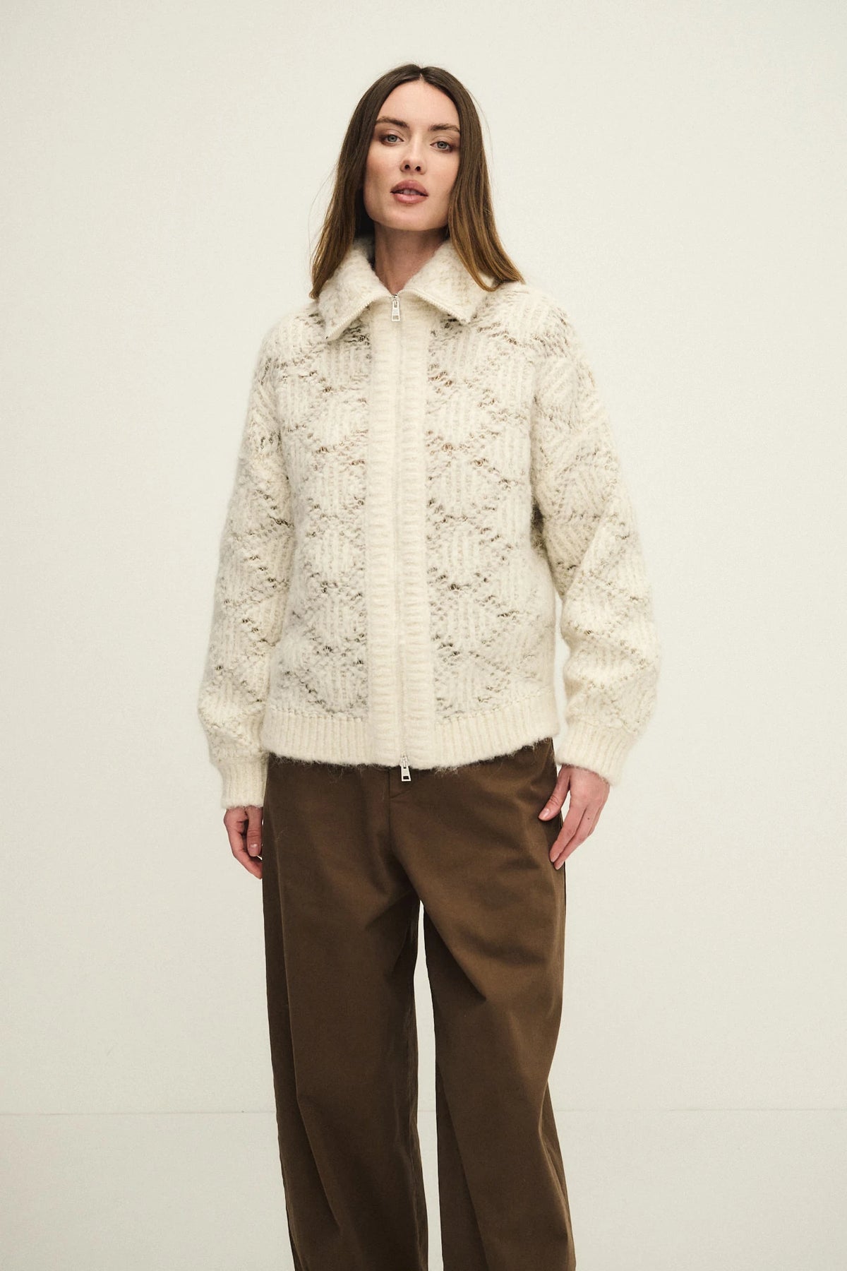 Cardigan zip Lumière in maglia